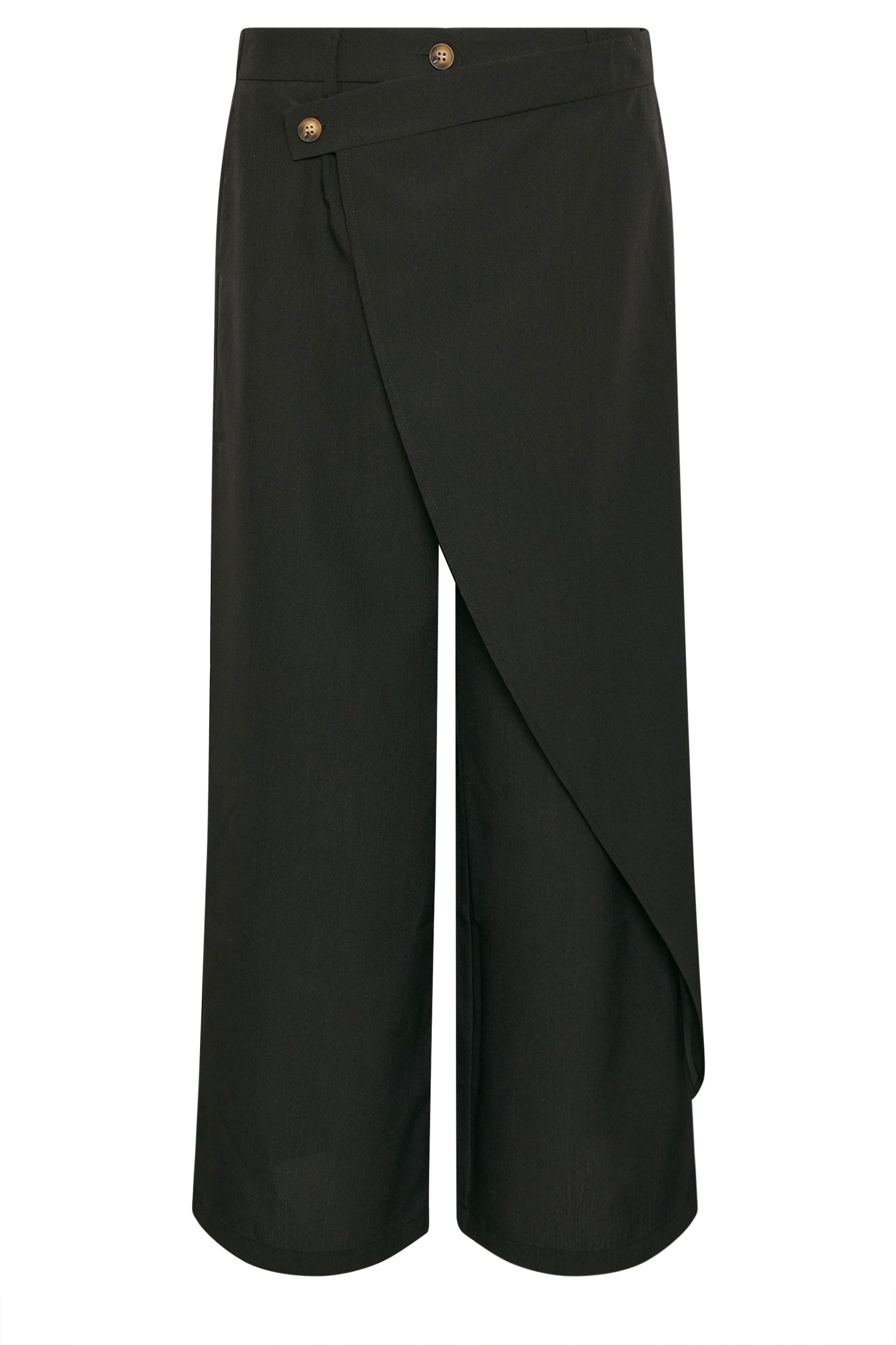 PixieGirl Petite Women's Black Wrap Wide Leg Trousers | PixieGirl 5
