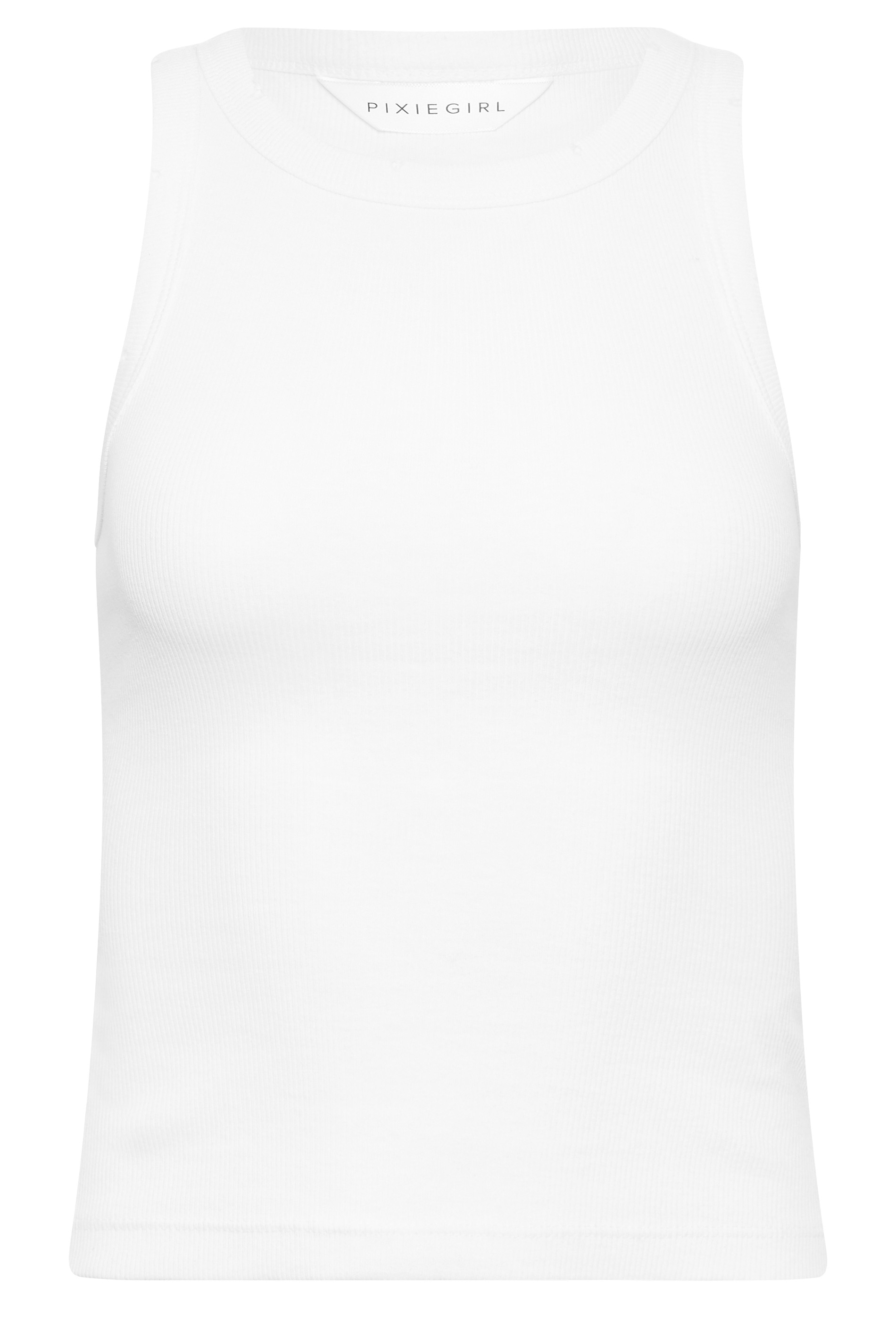 PixieGirl Petite Womens 2 PACK Black Acid Wash & White Plain Racer Neck Vest Tops | PixieGirl 8