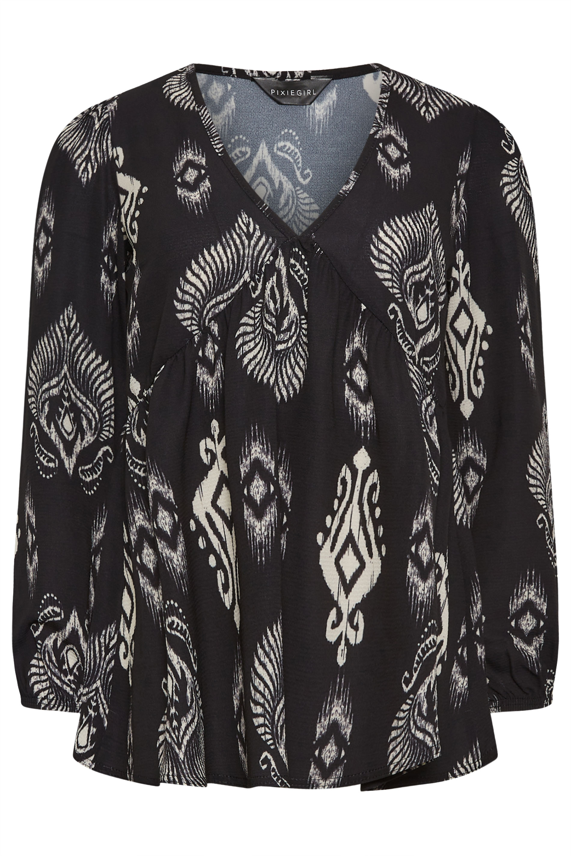 PixieGirl Black Aztec Print Smock Top | PixieGirl 7
