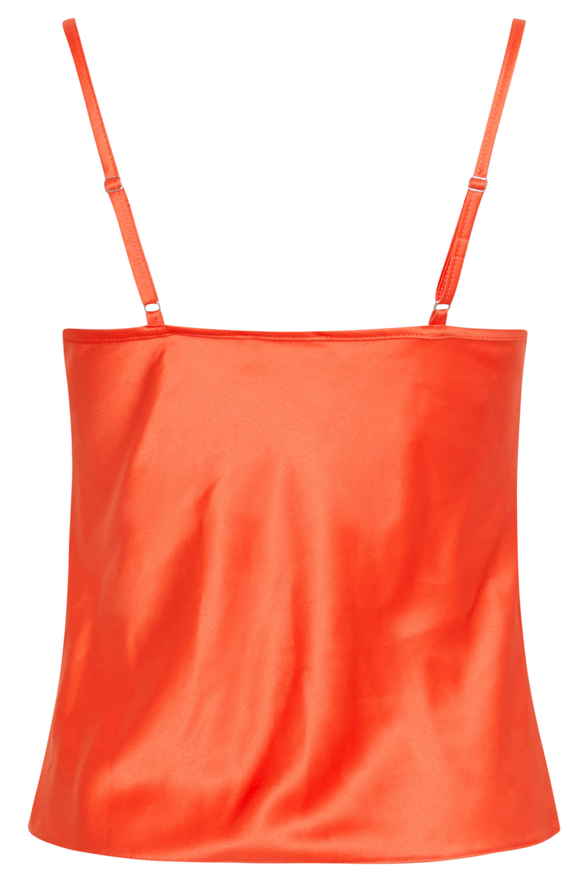 Petite Orange Satin Cowl Neck Cami Top | PixieGirl  7