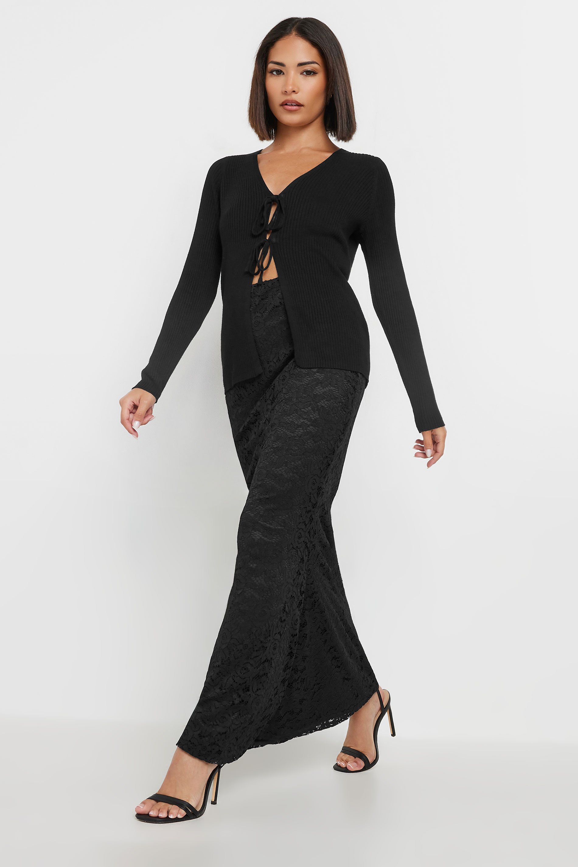 PixieGirl Petite Women's Black Lace Fishtail Maxi Skirt | PixieGirl 4