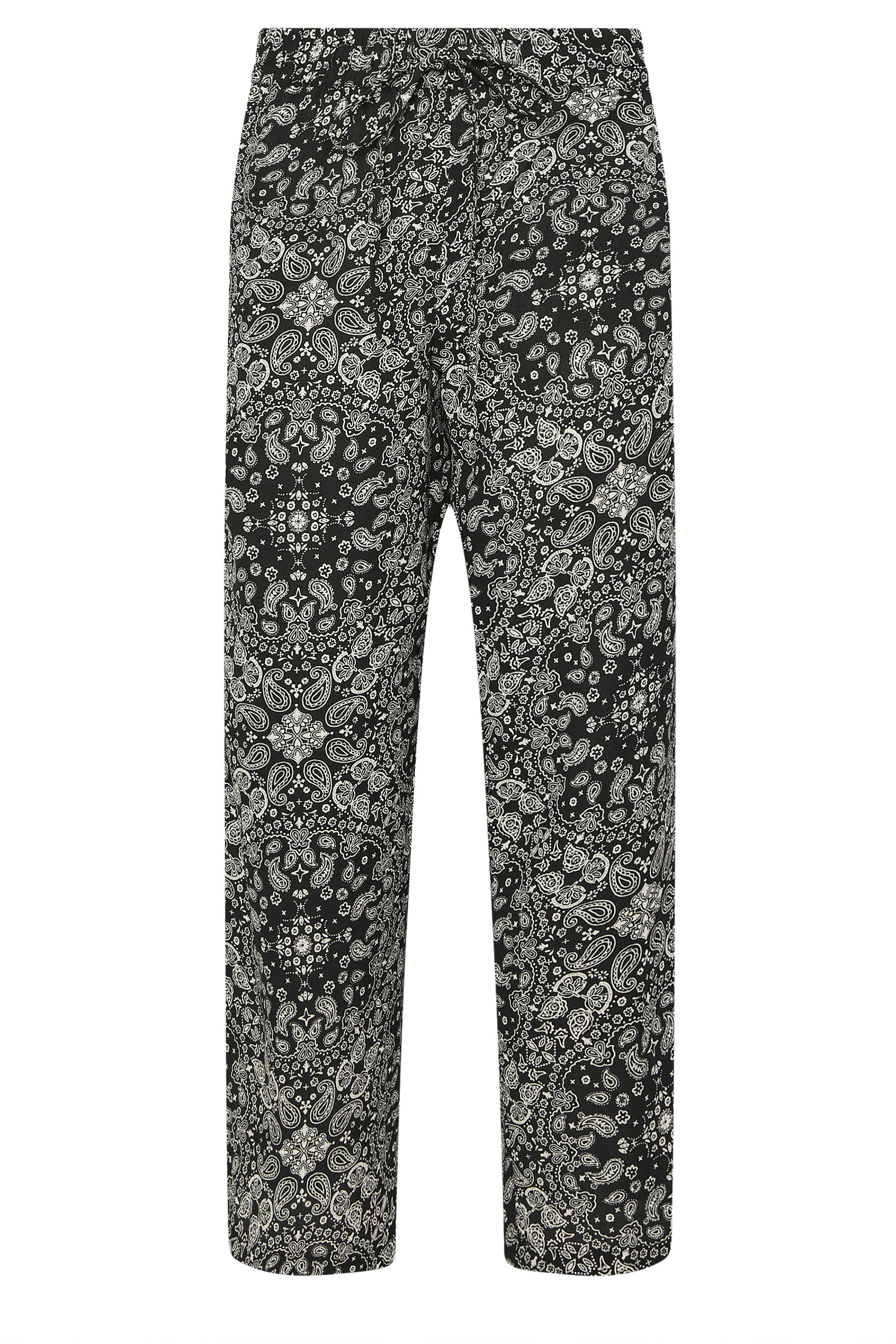 PixieGirl Petite Women's Black Paisley Wide Leg Trousers | PixieGirl 5