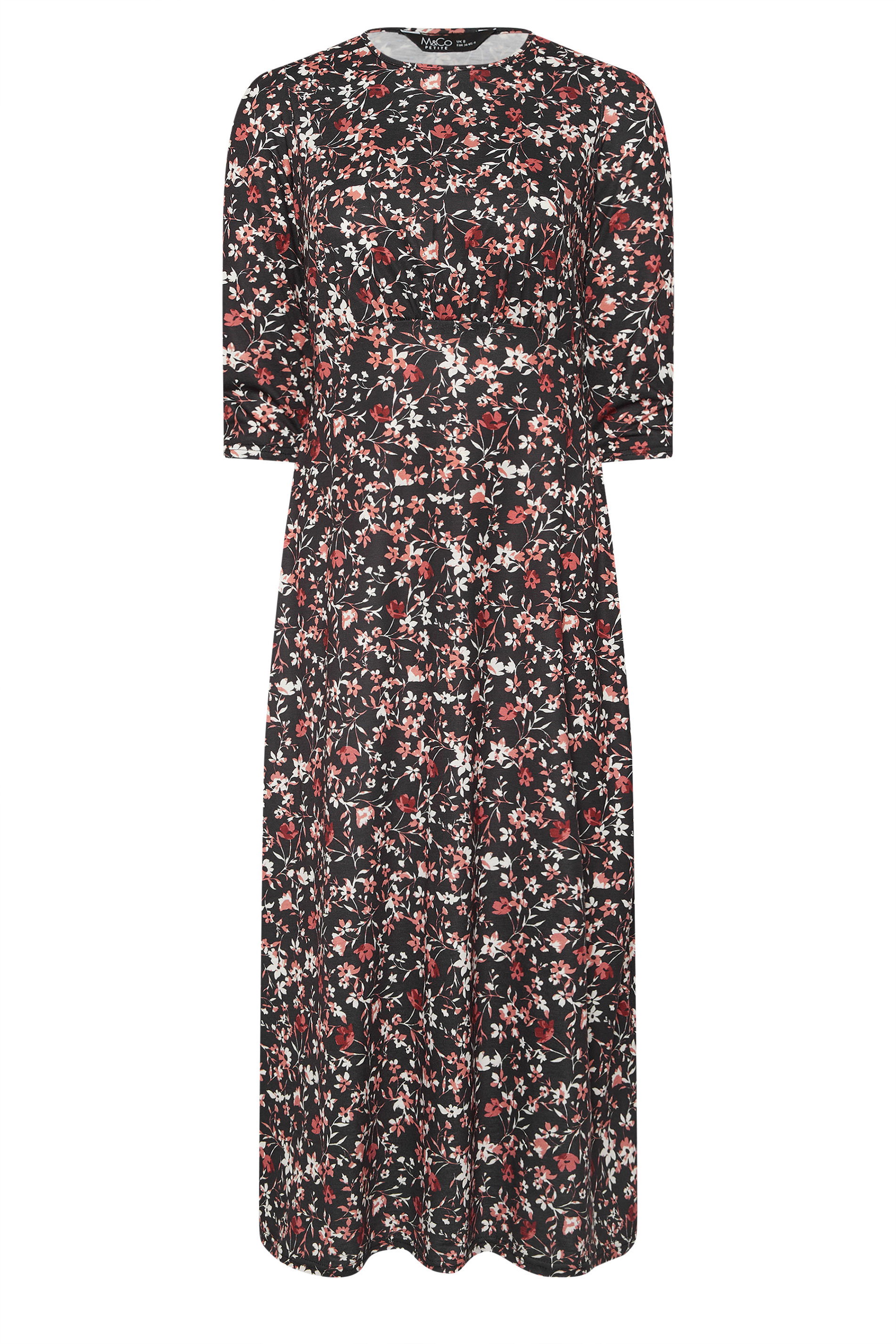 M&Co Petite Black Floral Midi Dress | M&Co 5