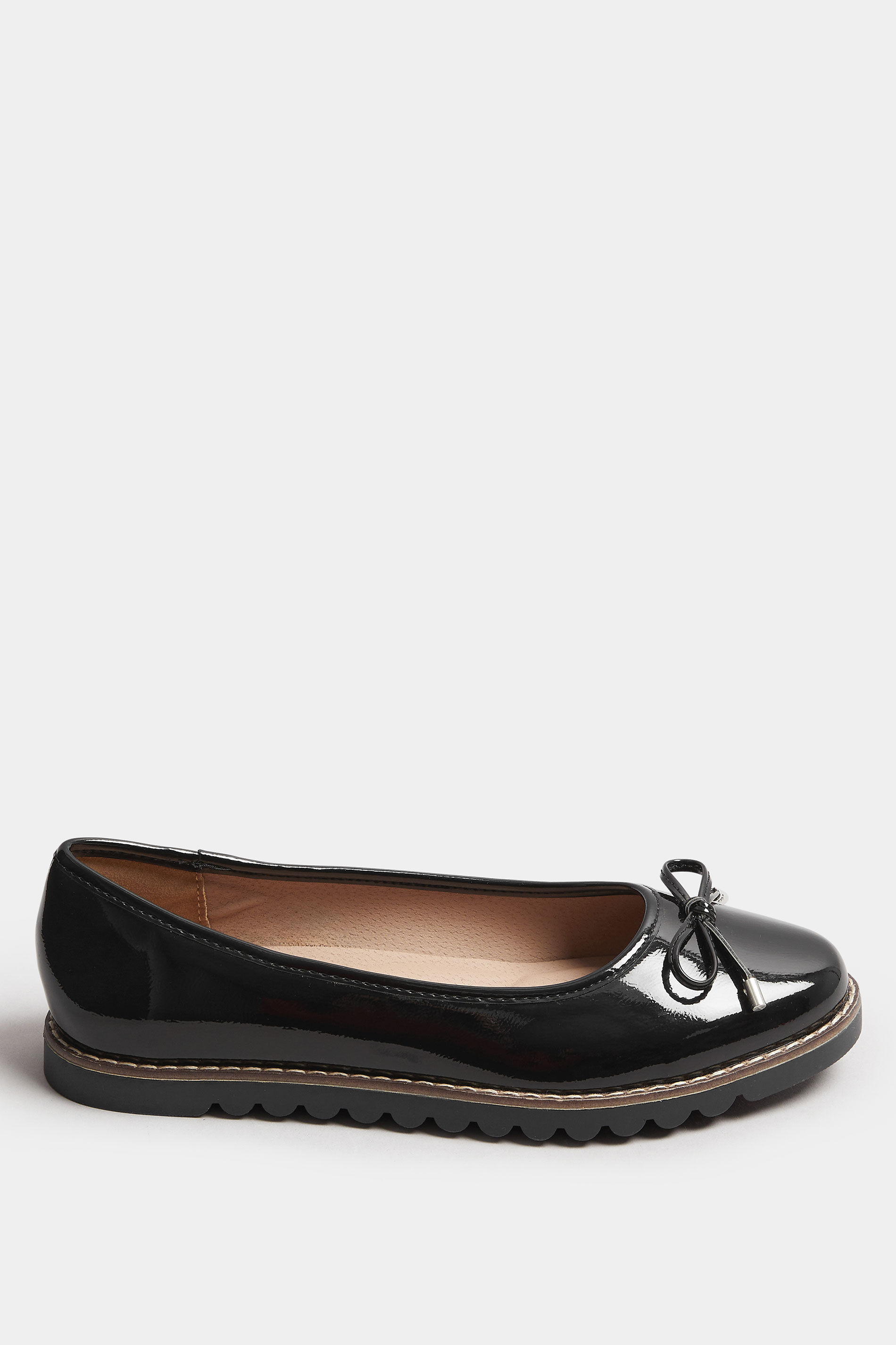 Black Patent Ballet Pumps In Wide E Fit & Extra Wide EEE Fit | Yours Clothing 3