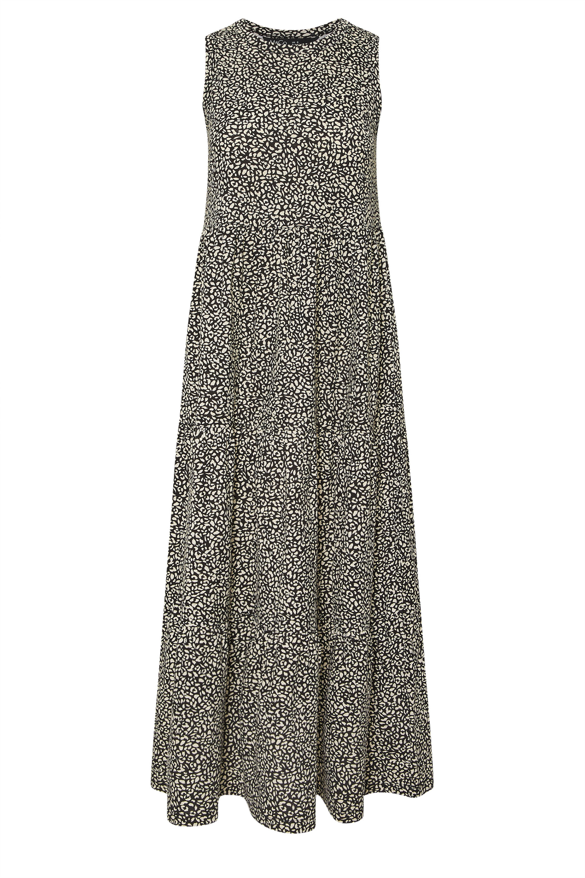 M&Co Petite Black Animal Print Cotton Sleeveless Tiered Maxi Dress | M&Co 5