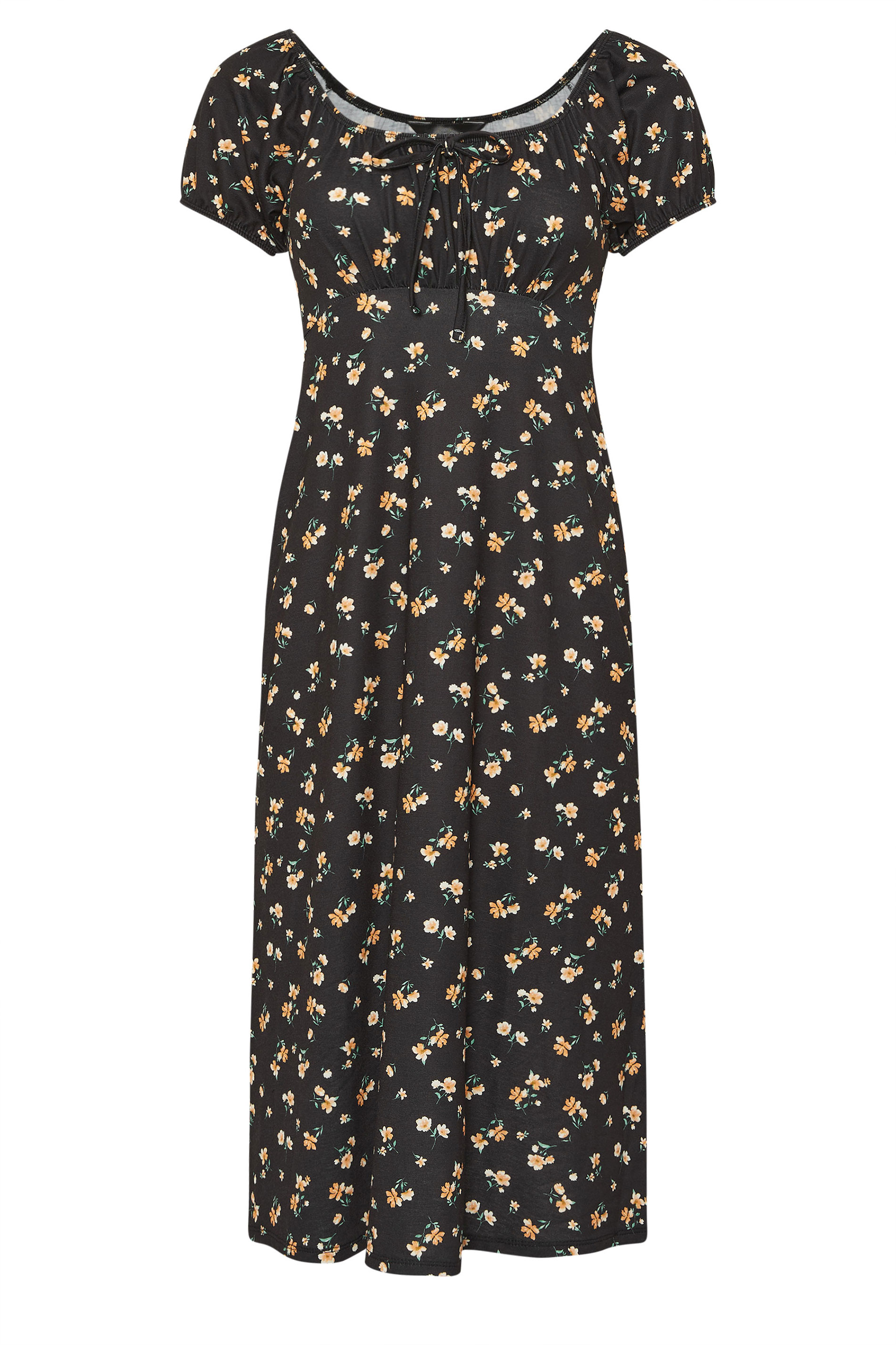 PixieGirl Petite Women's Black Ditsy Tie Midaxi Dress | PixieGirl 5