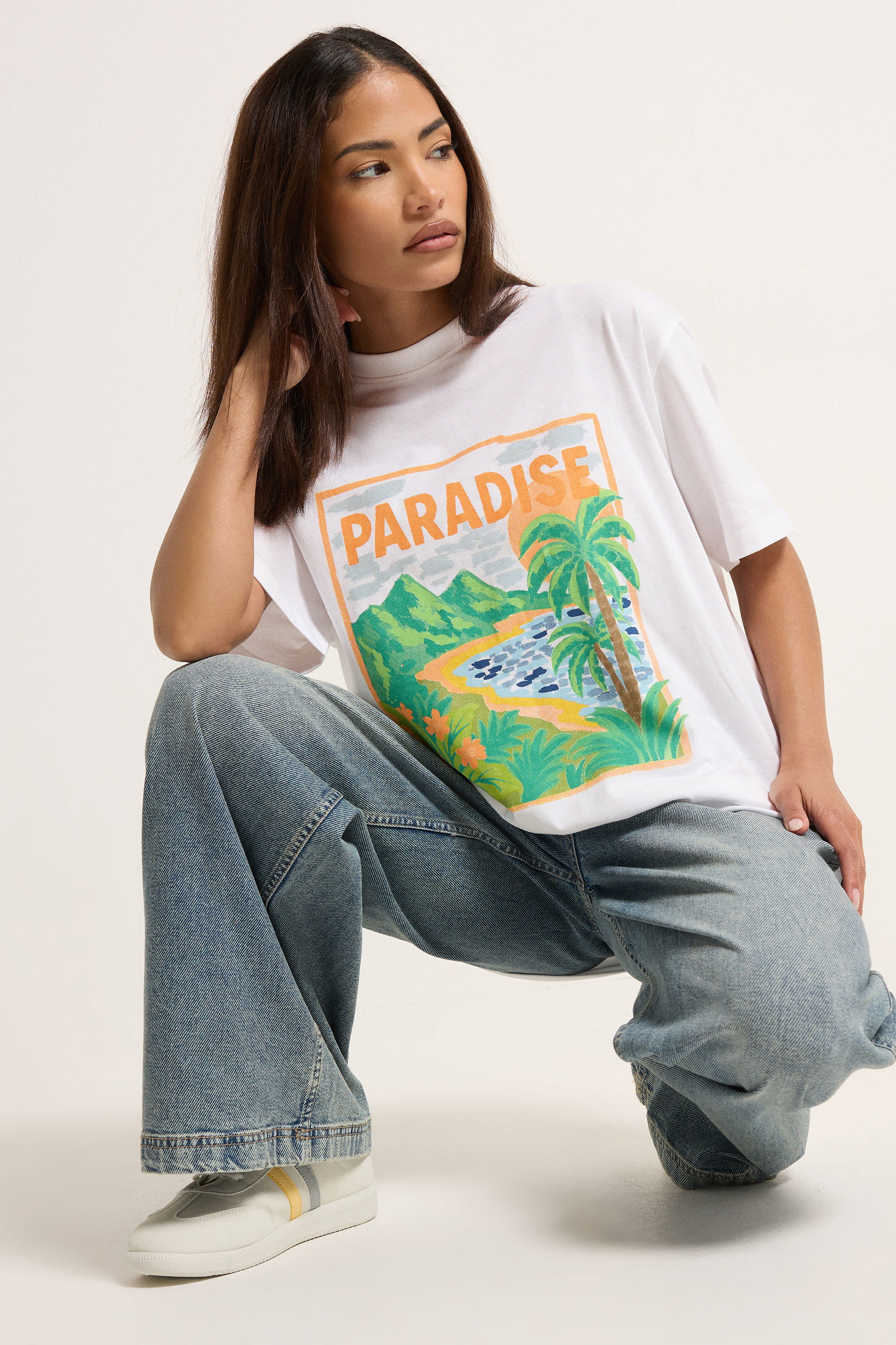 PixieGirl Petite Women's White 'Paradise' Slogan Cotton T-Shirt | PixieGirl 3