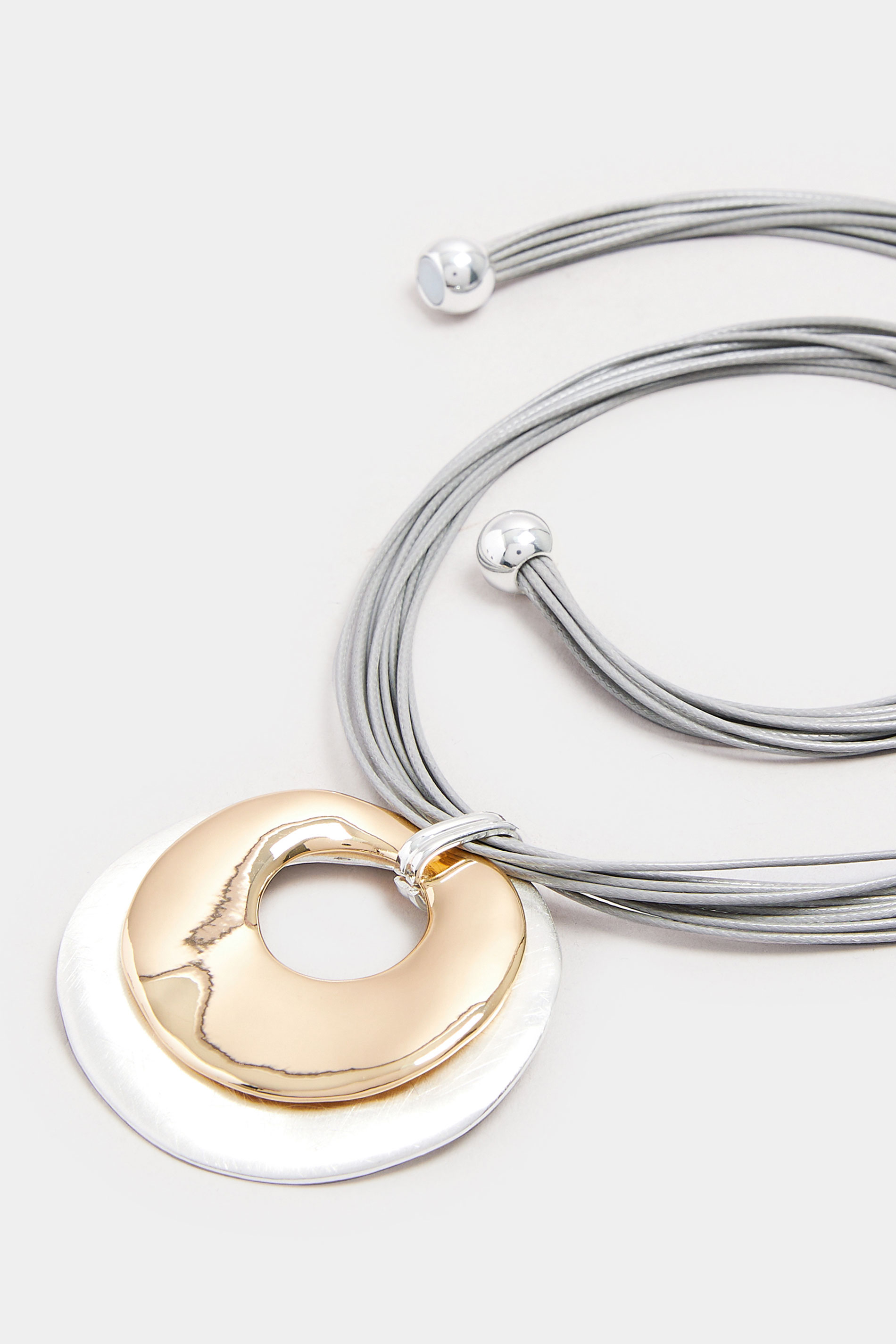 Silver Tone Statement Mixed Metal Pendant Necklace | Yours Clothing 3