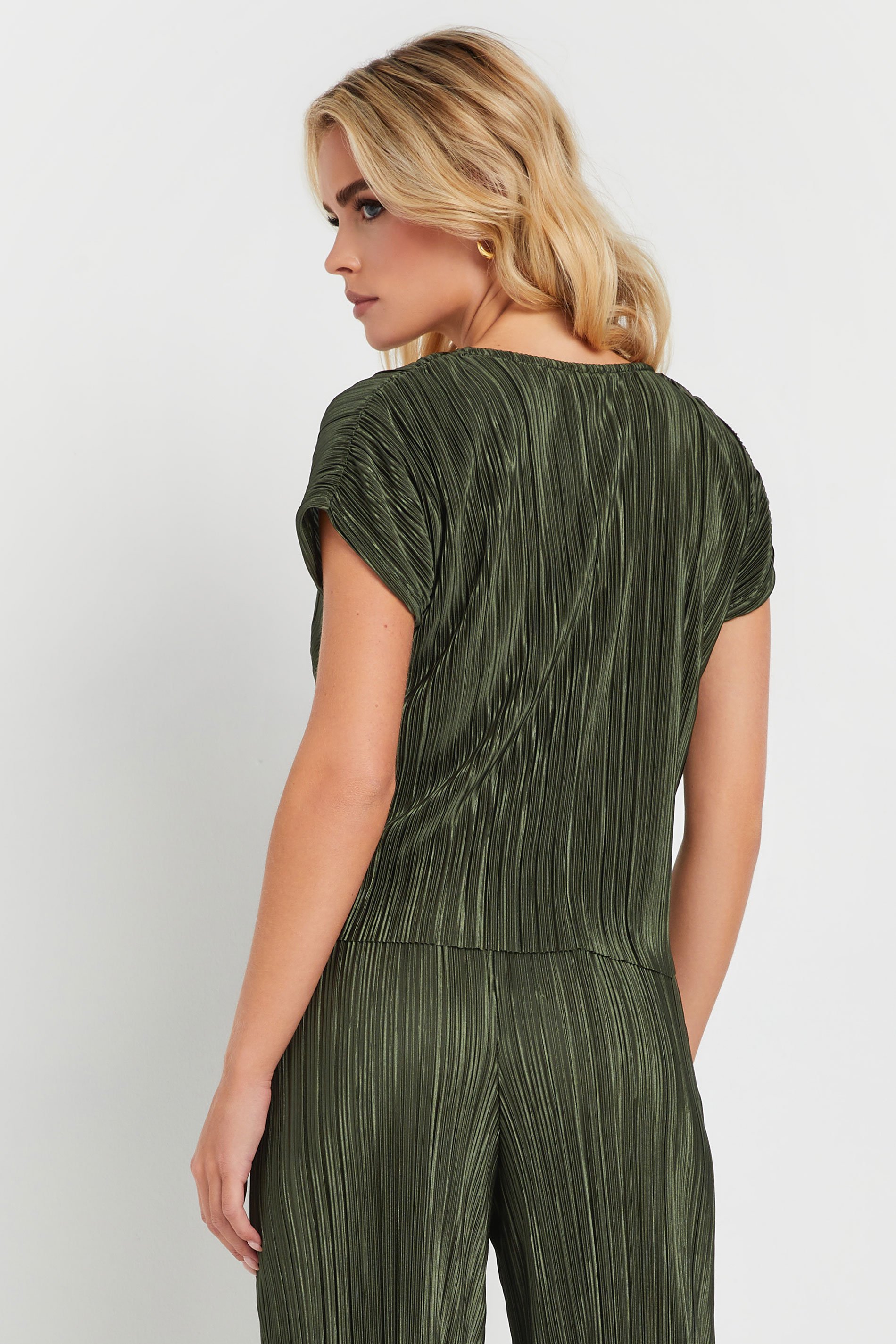 PixieGirl Petite Women's Khaki Green Textured Top | PixieGirl 4