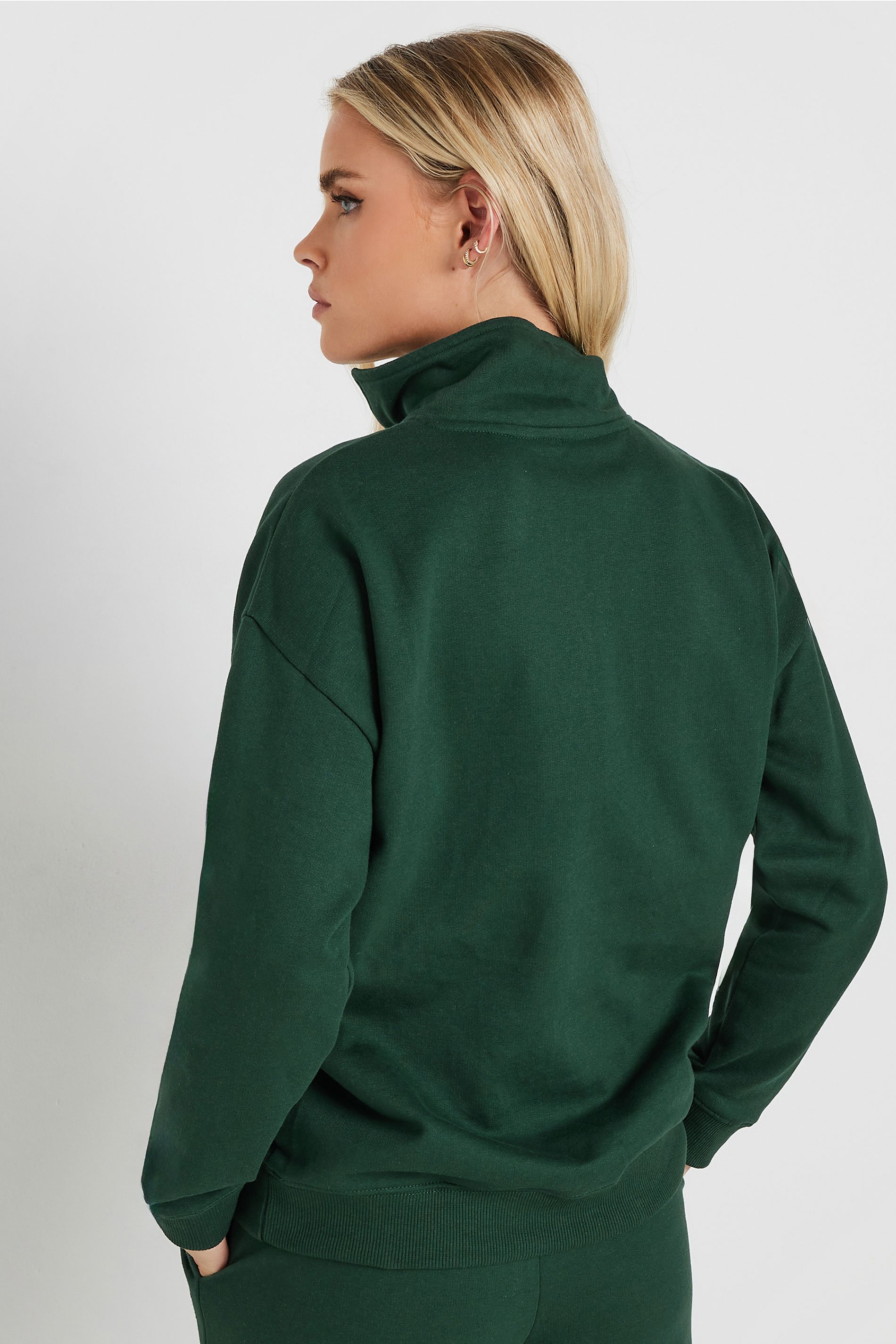 PixieGirl Petite Women's Forest Green High Neck Sweatshirt | PixieGirl 4