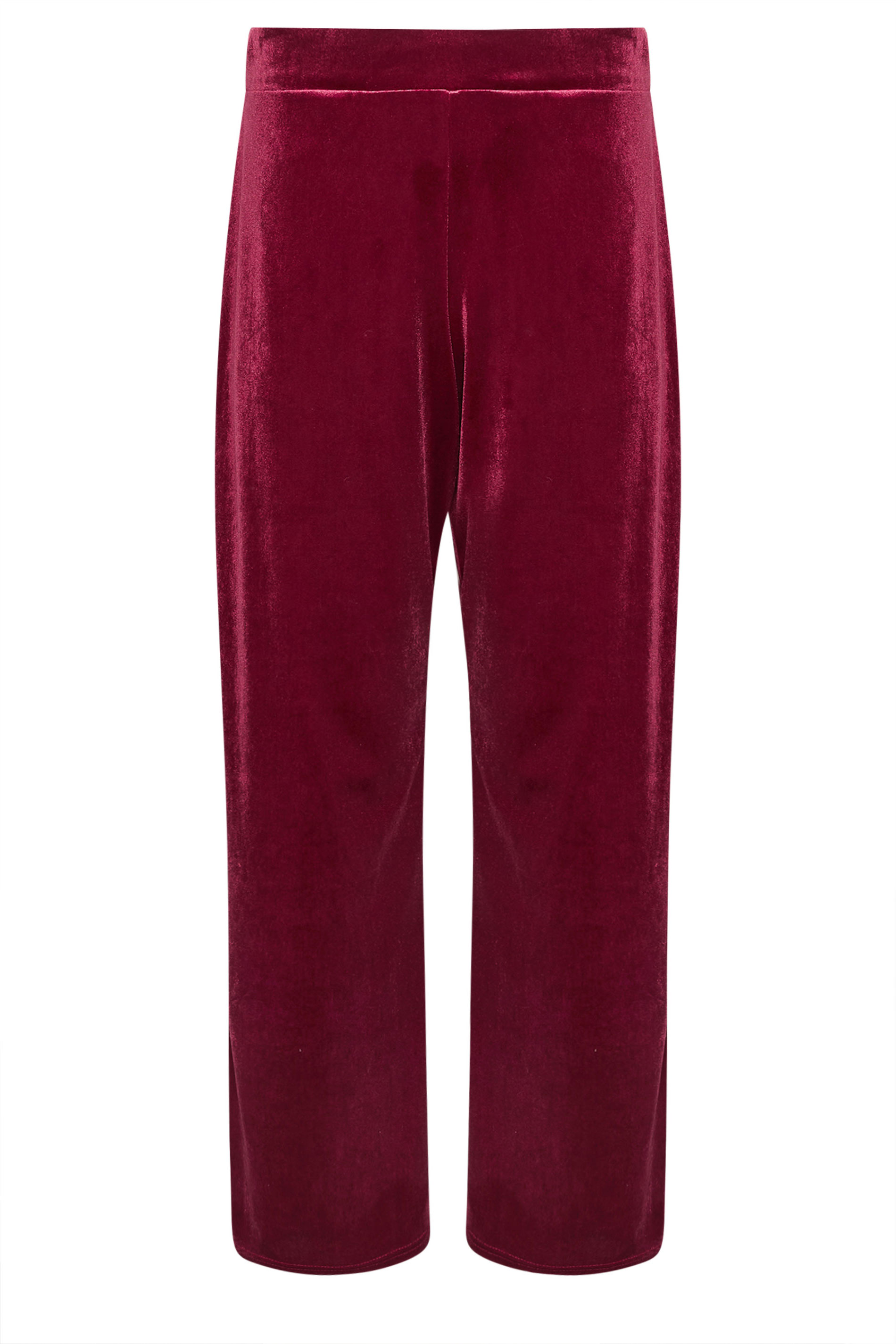 PixieGirl Petite Women's Burgundy Red Velour Wide Leg Trousers | PixieGirl 5