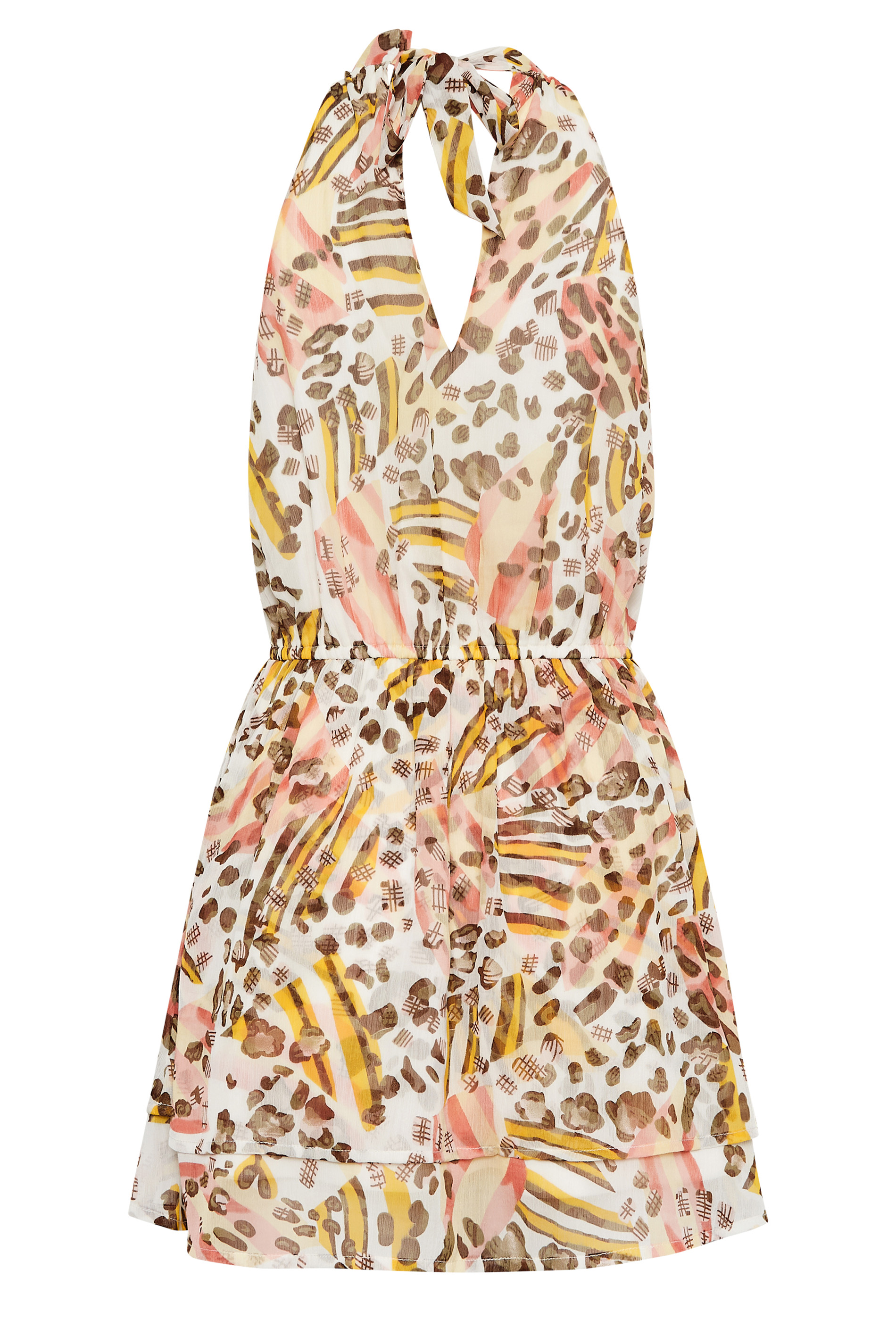 PixieGirl Brown Animal Print Halterneck Mini Dress | PixieGirl 8