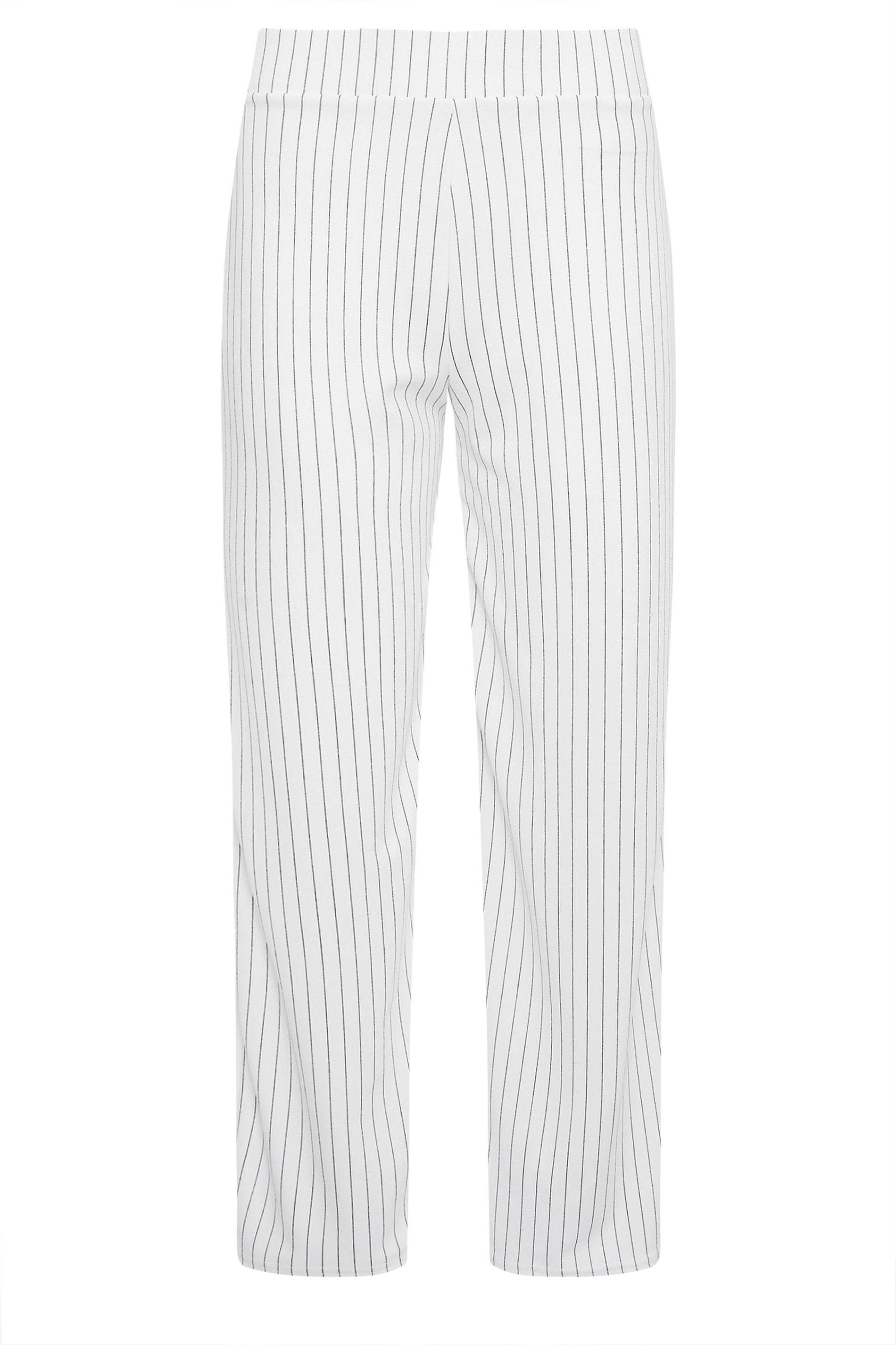 PixieGirl Petite Womens White Pinstripe Wide Leg Trousers | PixieGirl 5