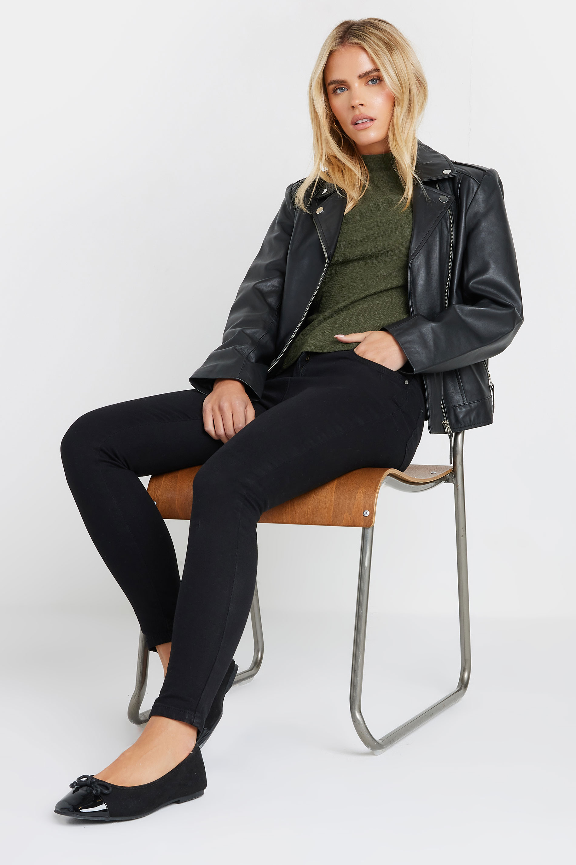 M&Co Petite Khaki Green Textured Shell Top | M&Co 4