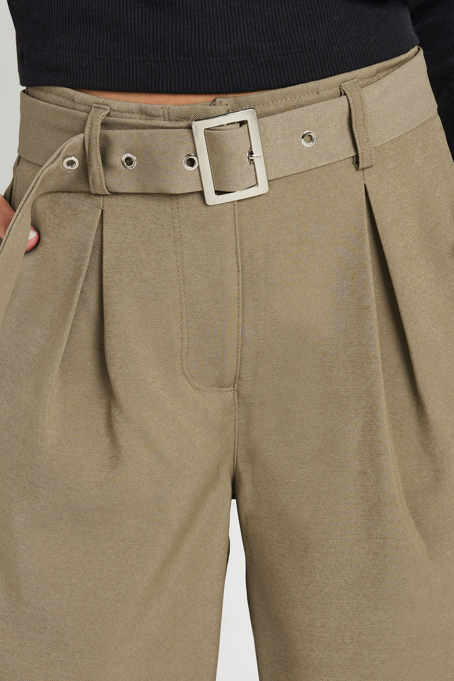 PixieGirl Petite Womens Moacha Brown Wide Leg Belted Trousers | PixieGirl 4