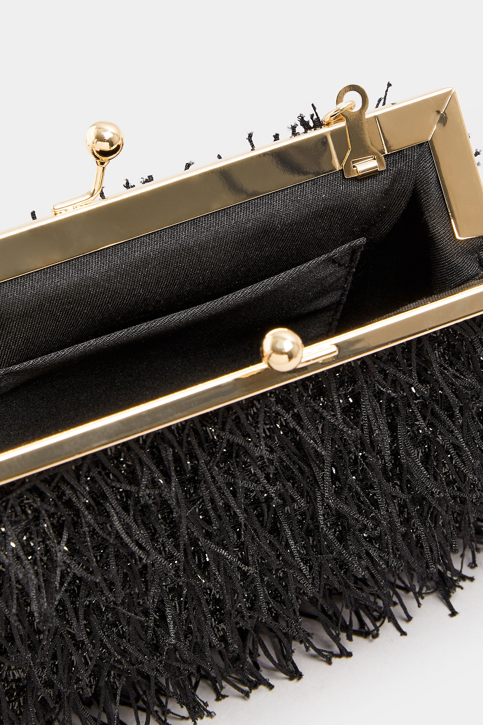 Black Eyelash Clutch Bag | Yours Clothing 6