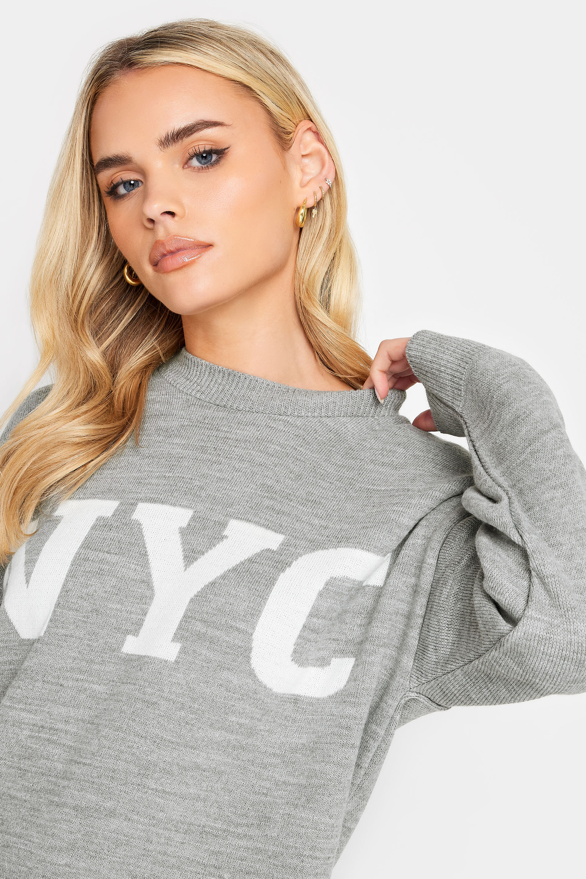 PixieGirl Grey NYC Slogan Print Jumper | PixieGirl  6