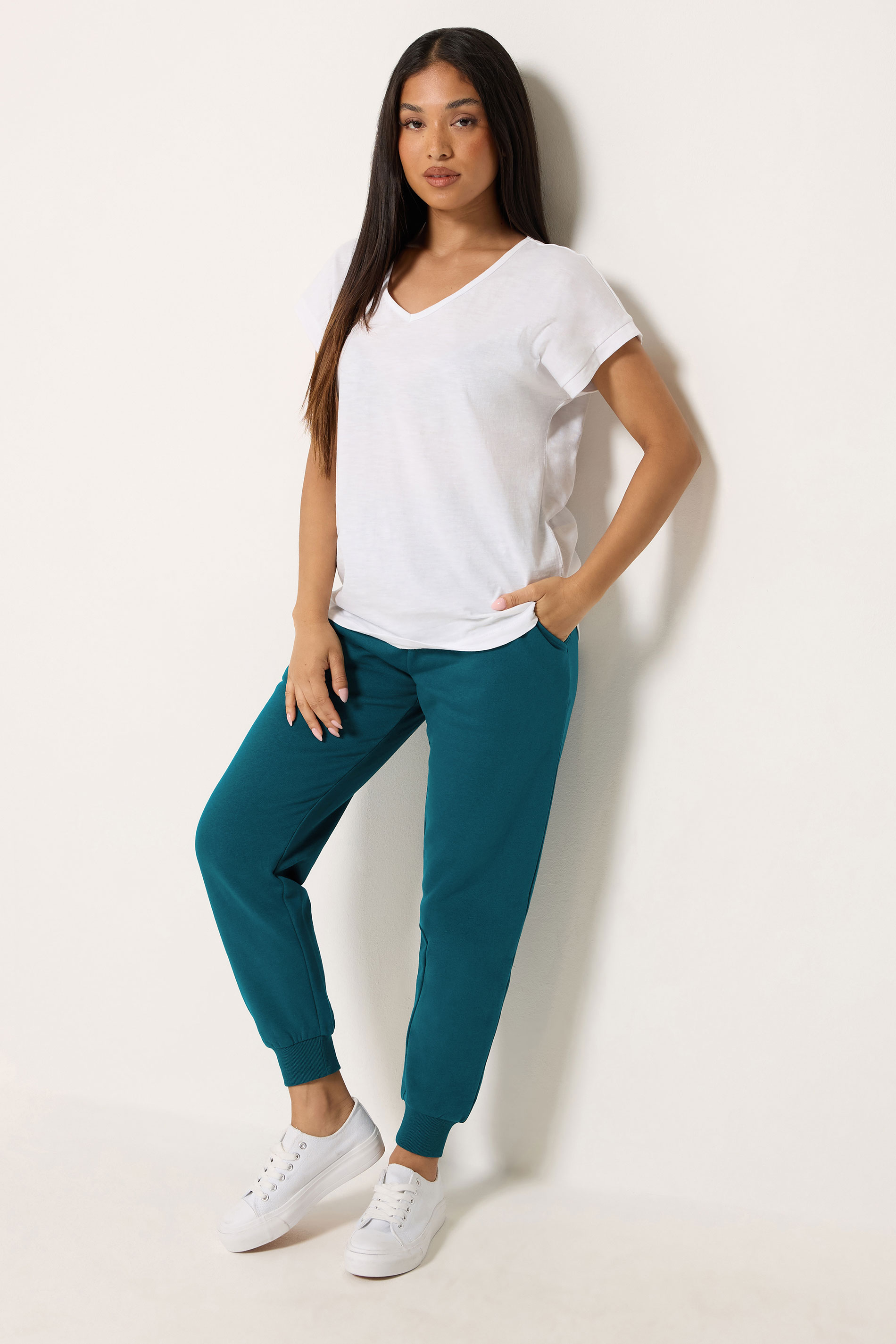 M&Co Petite Teal Green Cuffed Joggers | M&Co 3