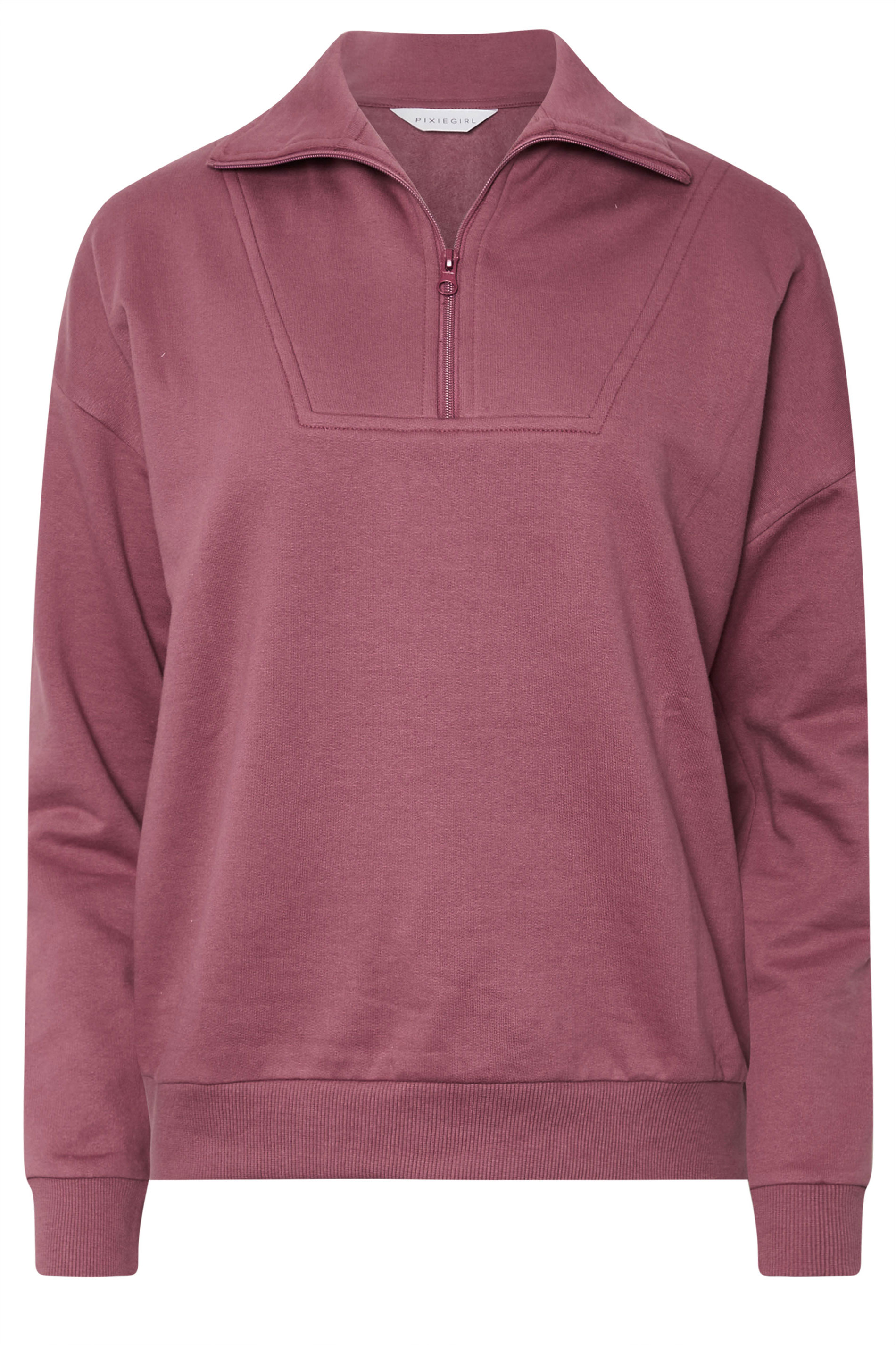 PixieGirl Petite Women's Blush Pink Quarter Zip Sweatshirt | PixieGirl 7