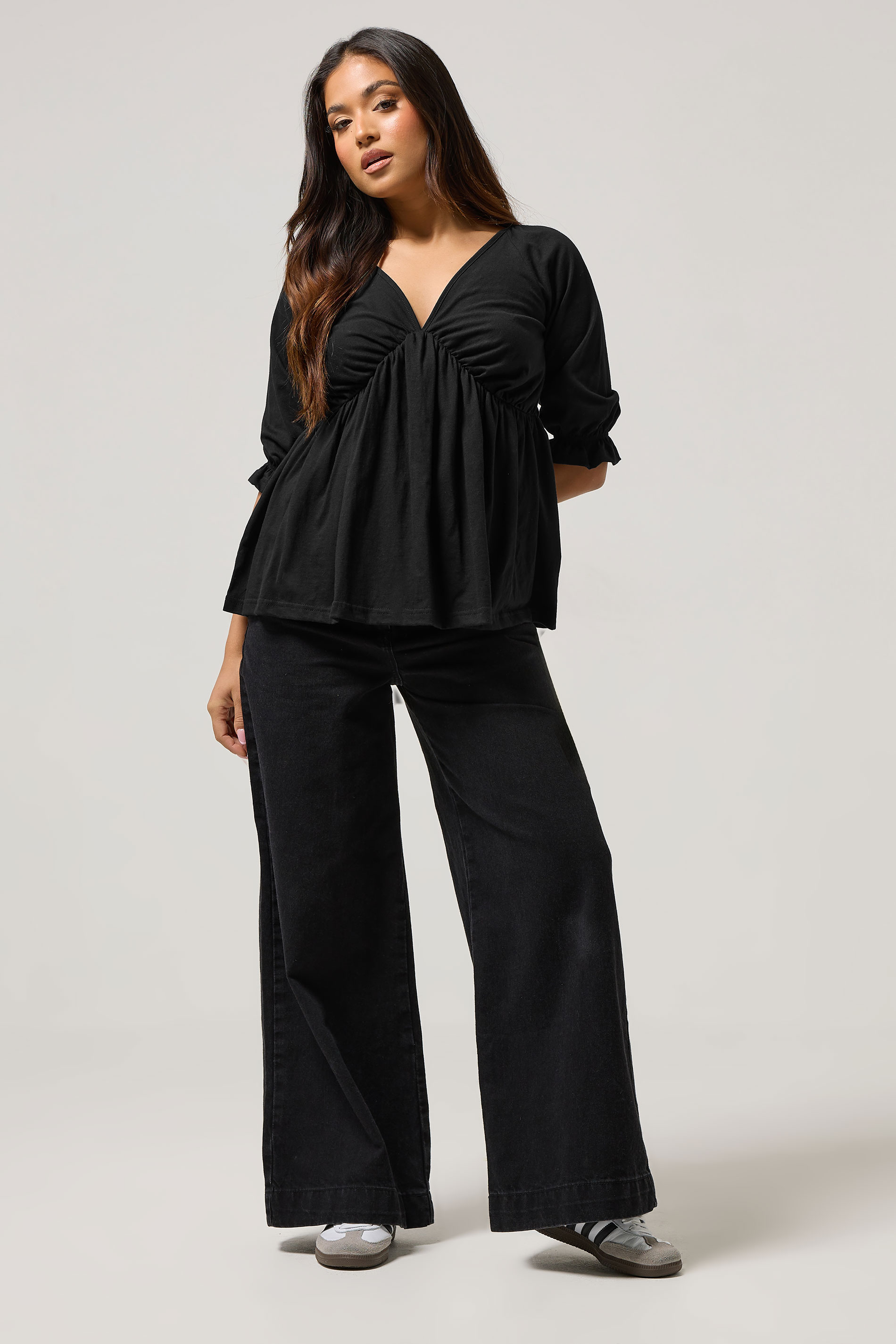 PixieGirl Petite Women's Black Cotton Smock Top | PixieGirl 2