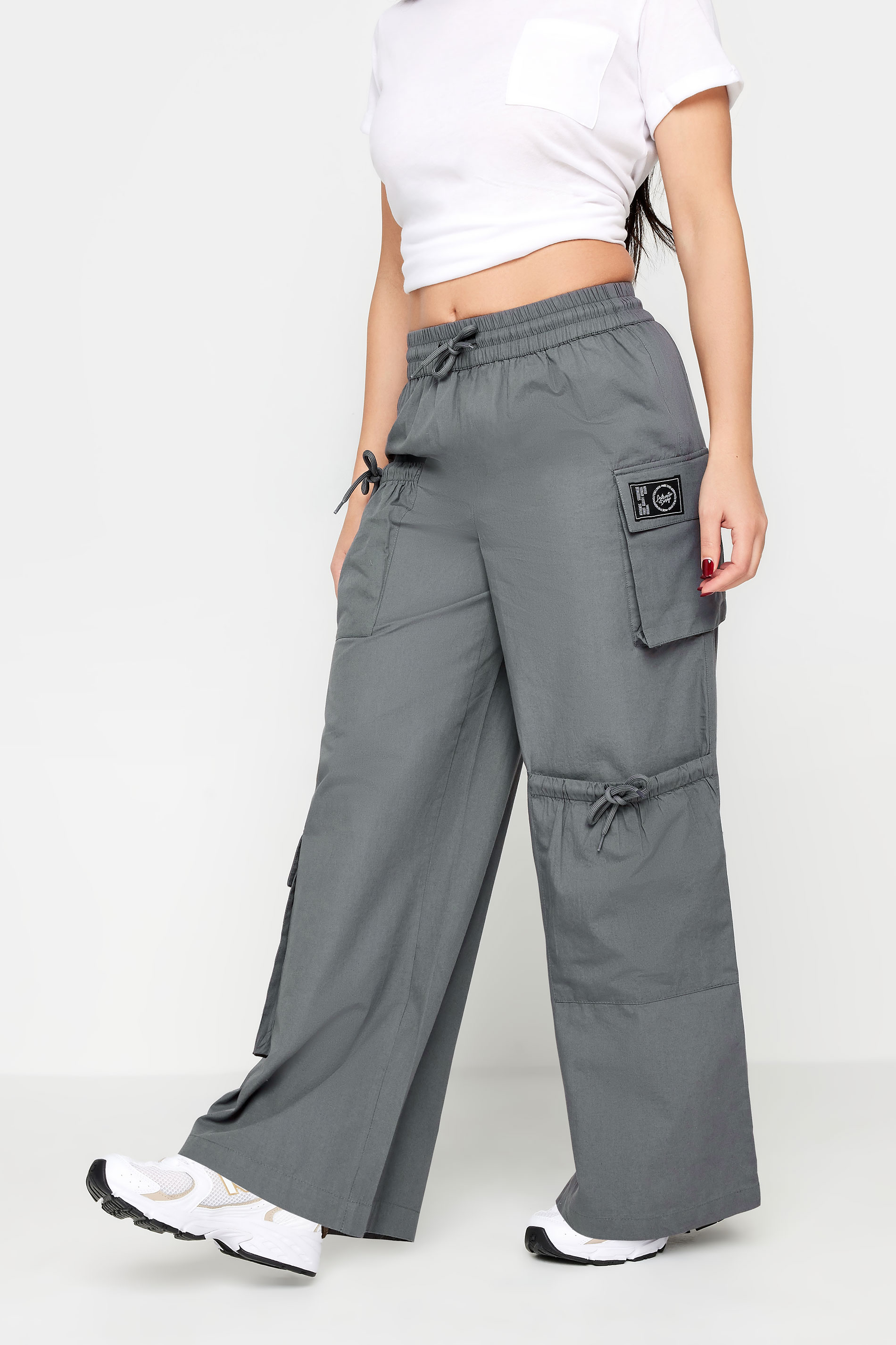 PixieGirl Grey Pocket Detail Cargo Trousers | PixieGirl