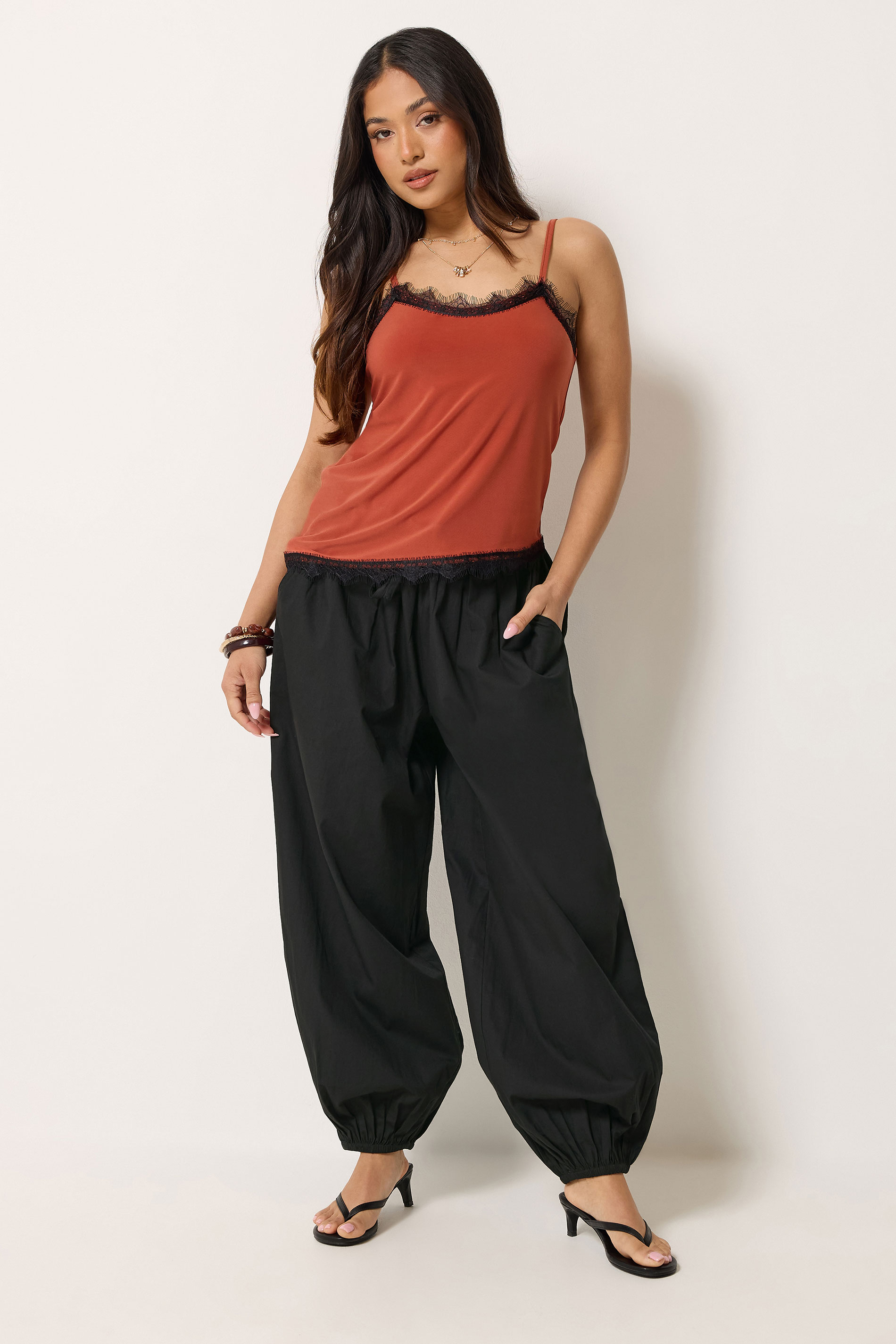 Pixiegirl Women's Black Petite Cotton Cuffed Balloon Trousers Size Petite > 12