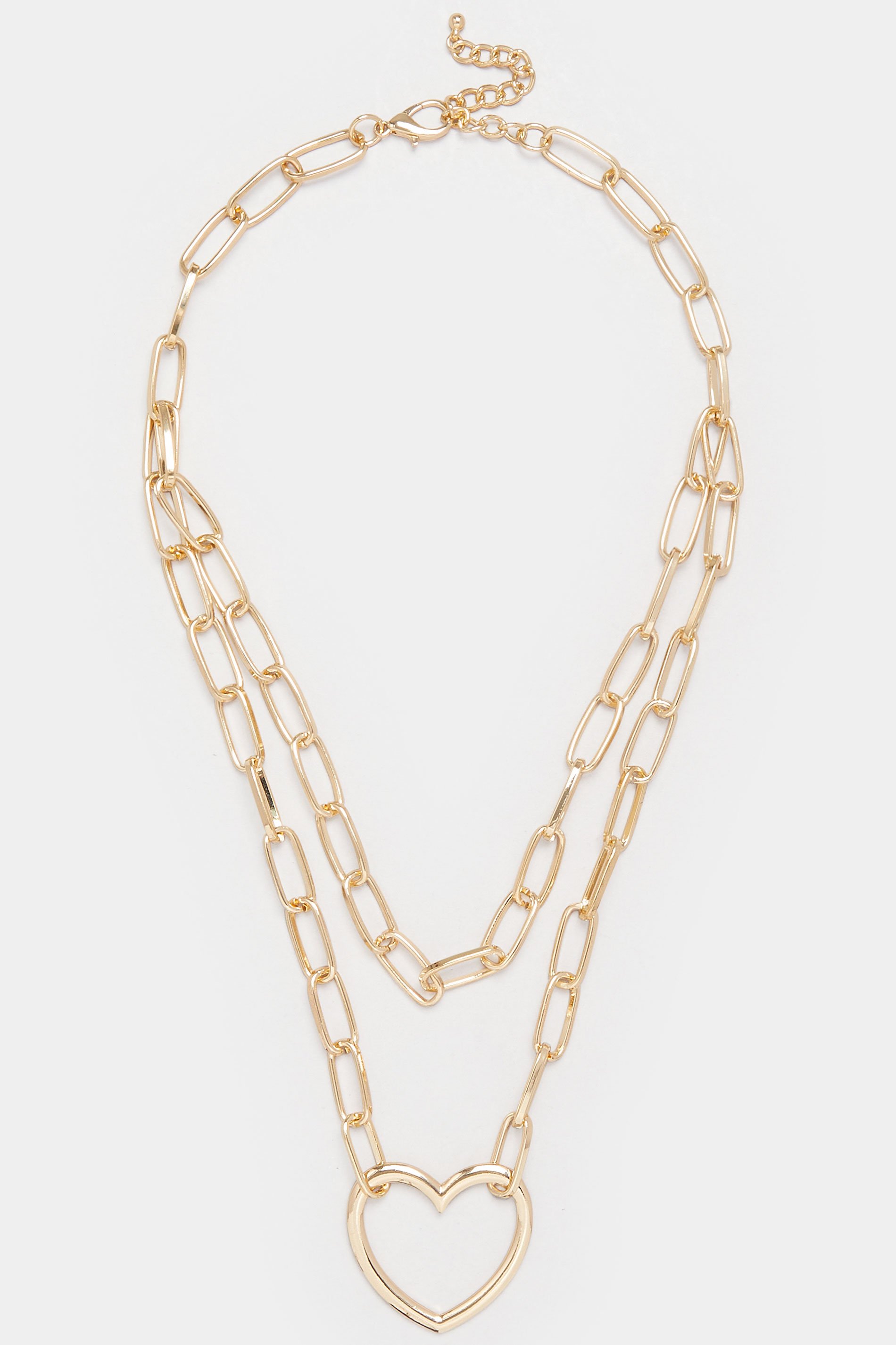 Gold Tone Pendant Heart Layered Chain Necklace | Yours Clothing 2