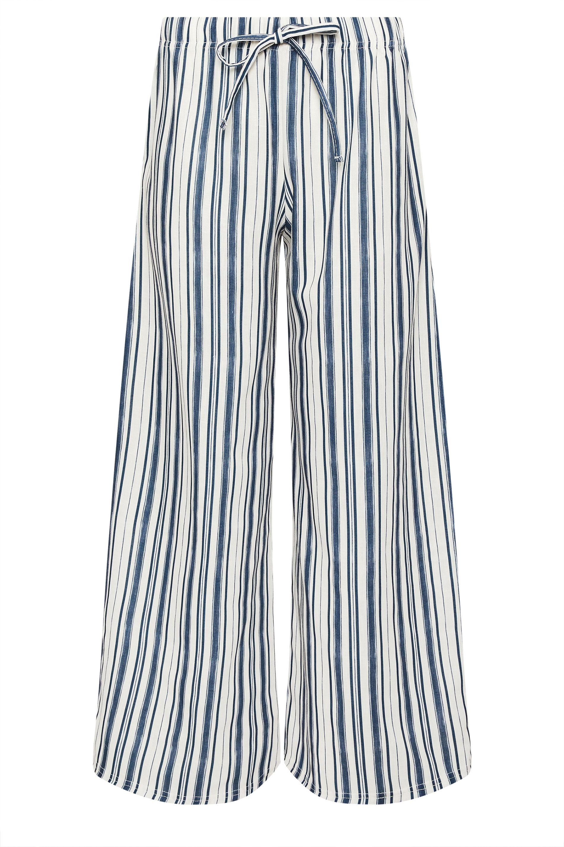 PixieGirl Petite Women's Blue Striped Wide Leg Trousers | PixieGirl 1
