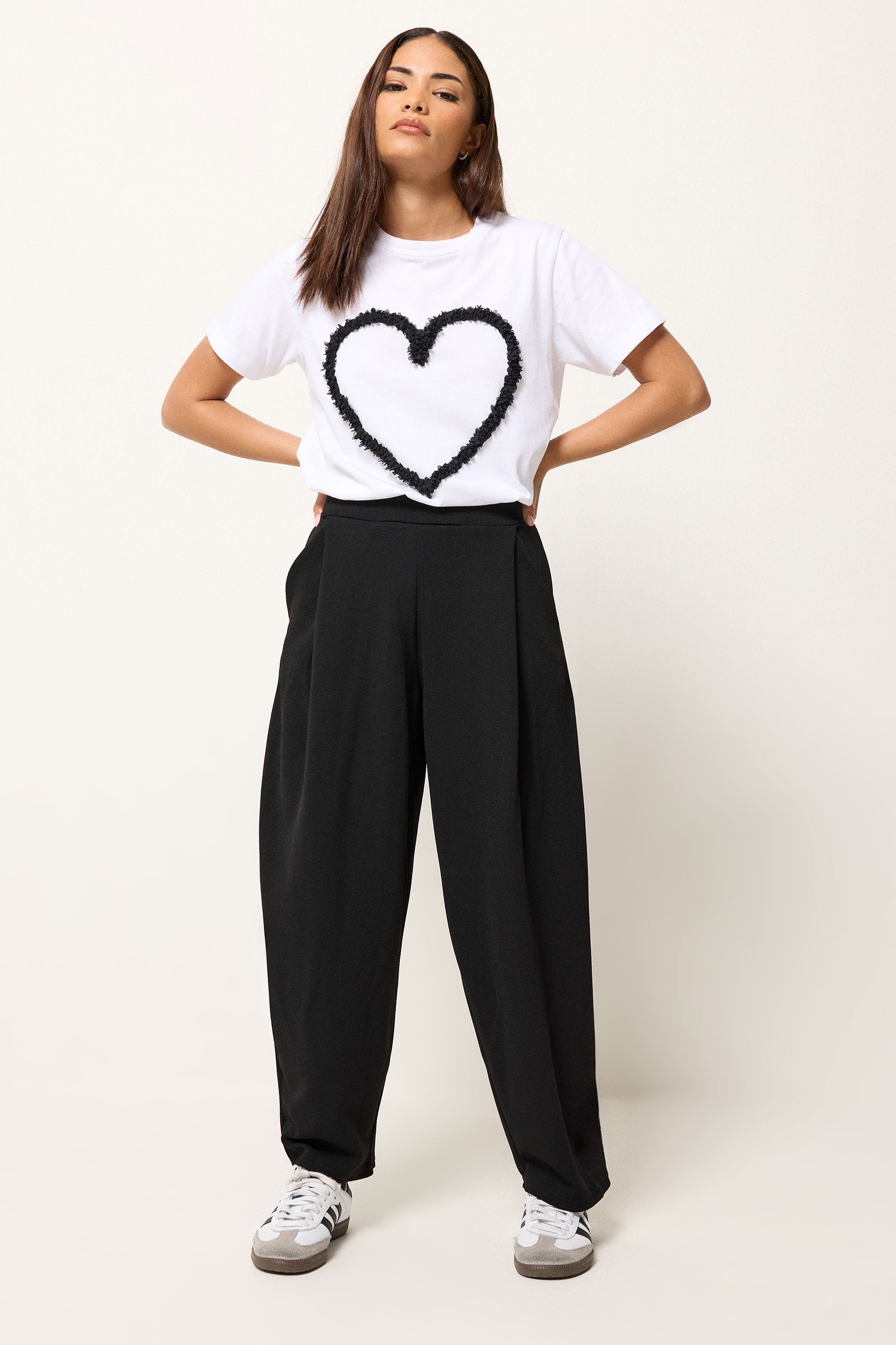 PixieGirl Petite Women's Black Scuba Barrel Trousers | PixieGirl 3