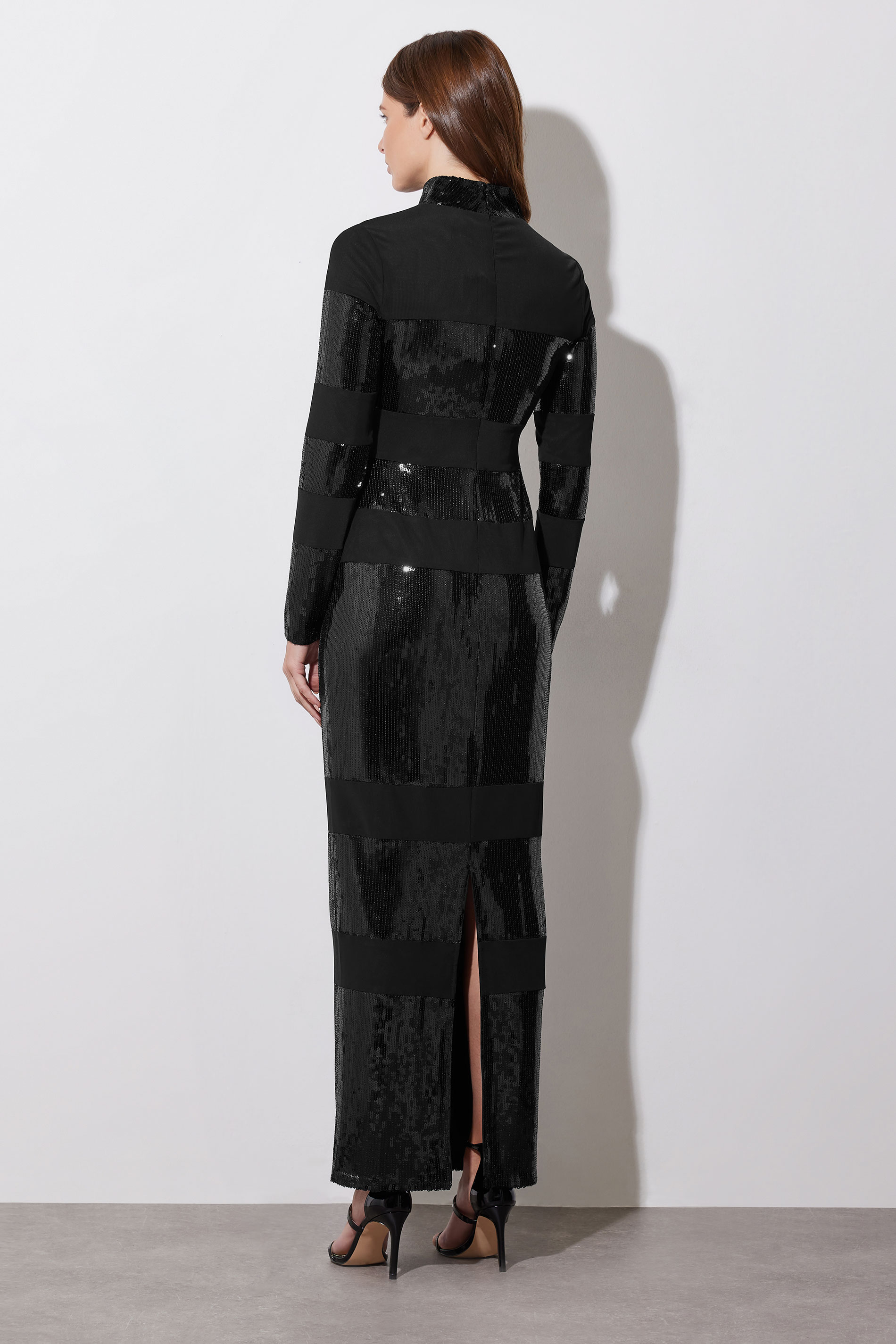 STAR Black Sequin Stripe Maxi Dress | StarByJM 5