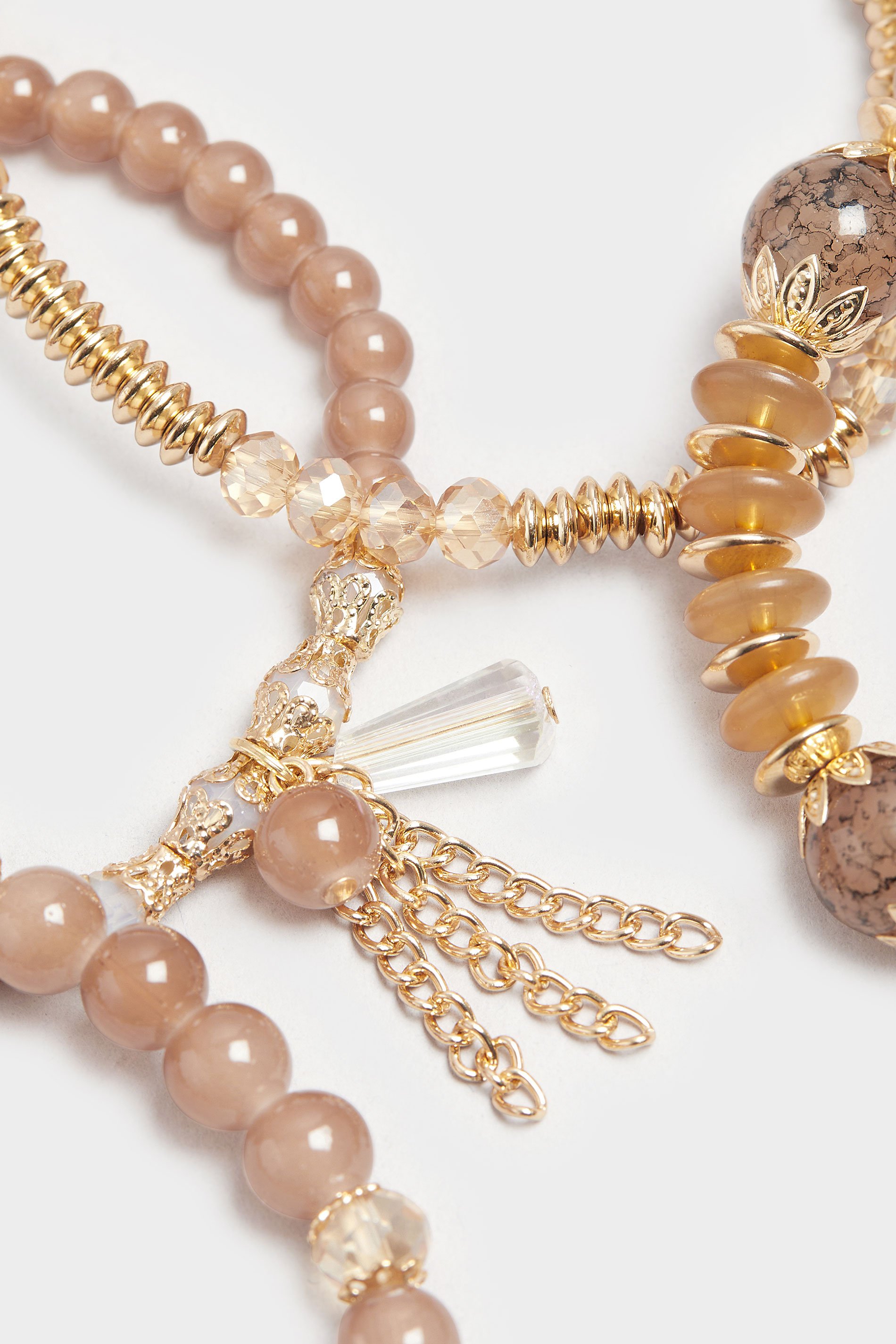 4 PACK Gold and Brown Beaded Bracelets | Yours Clothing 3