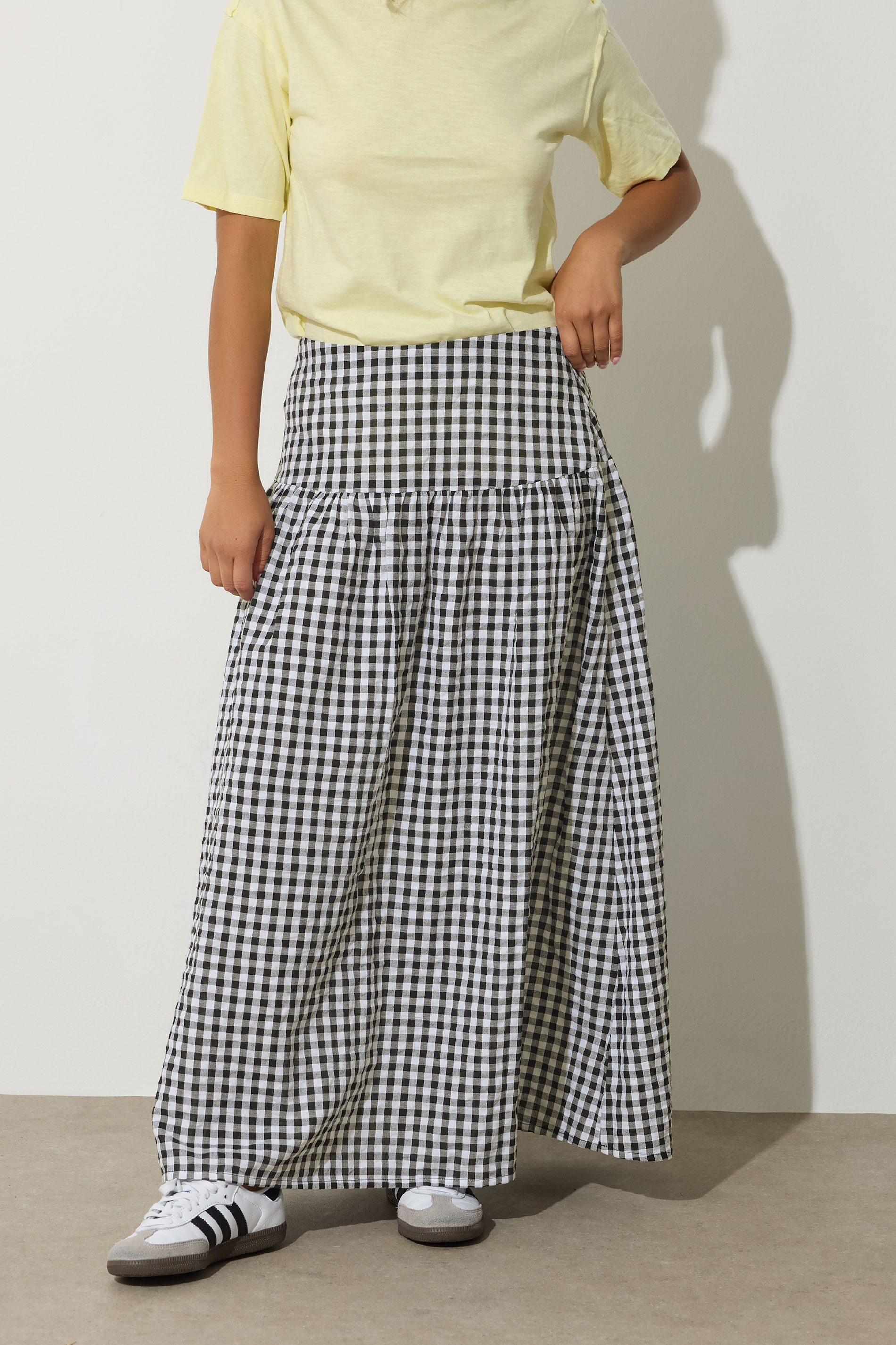 PixieGirl Petite Women's Black Gingham Print Maxi Skirt | PixieGirl 2
