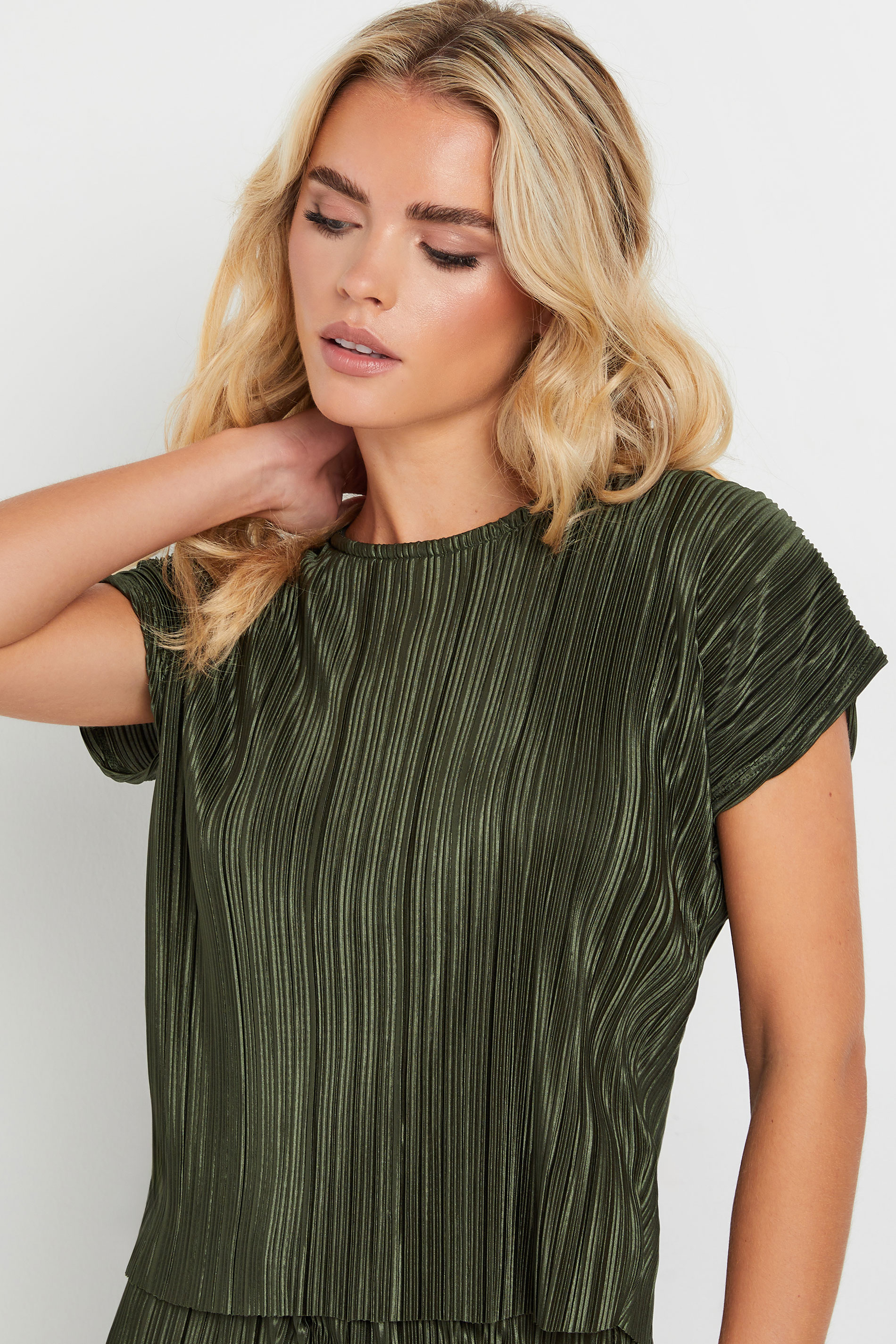 PixieGirl Petite Women's Khaki Green Textured Top | PixieGirl 5
