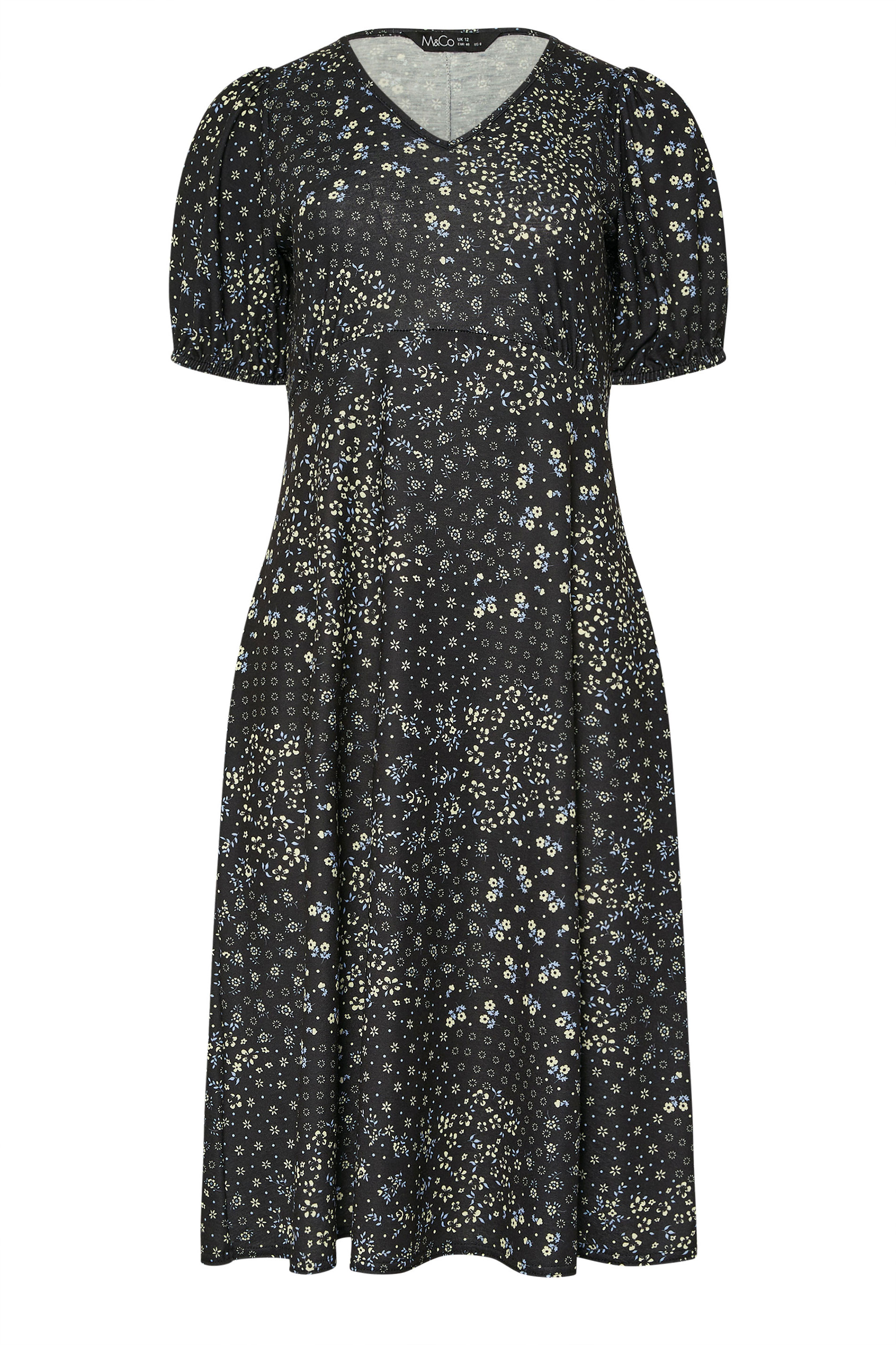 M&Co Petite Black Floral Print Midi Dress | M&Co 5