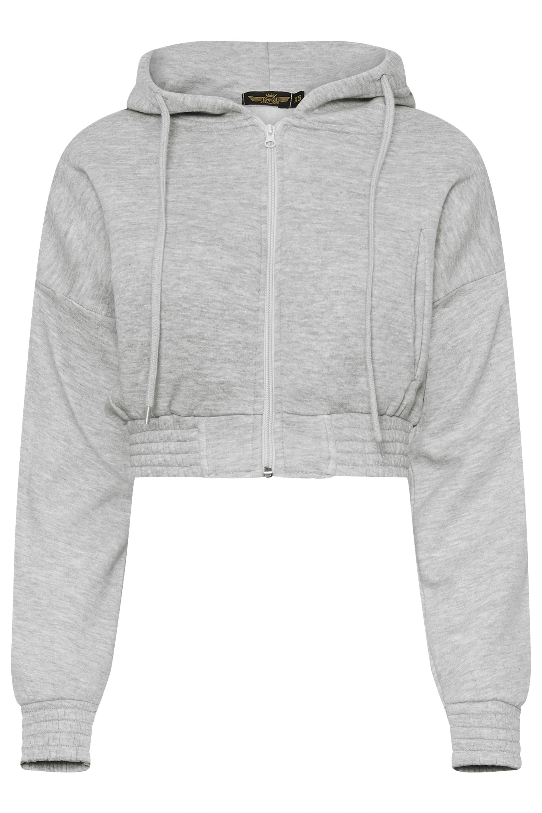 Grey Marl Seam Detail Cropped Hoodie | PixieGirl 7
