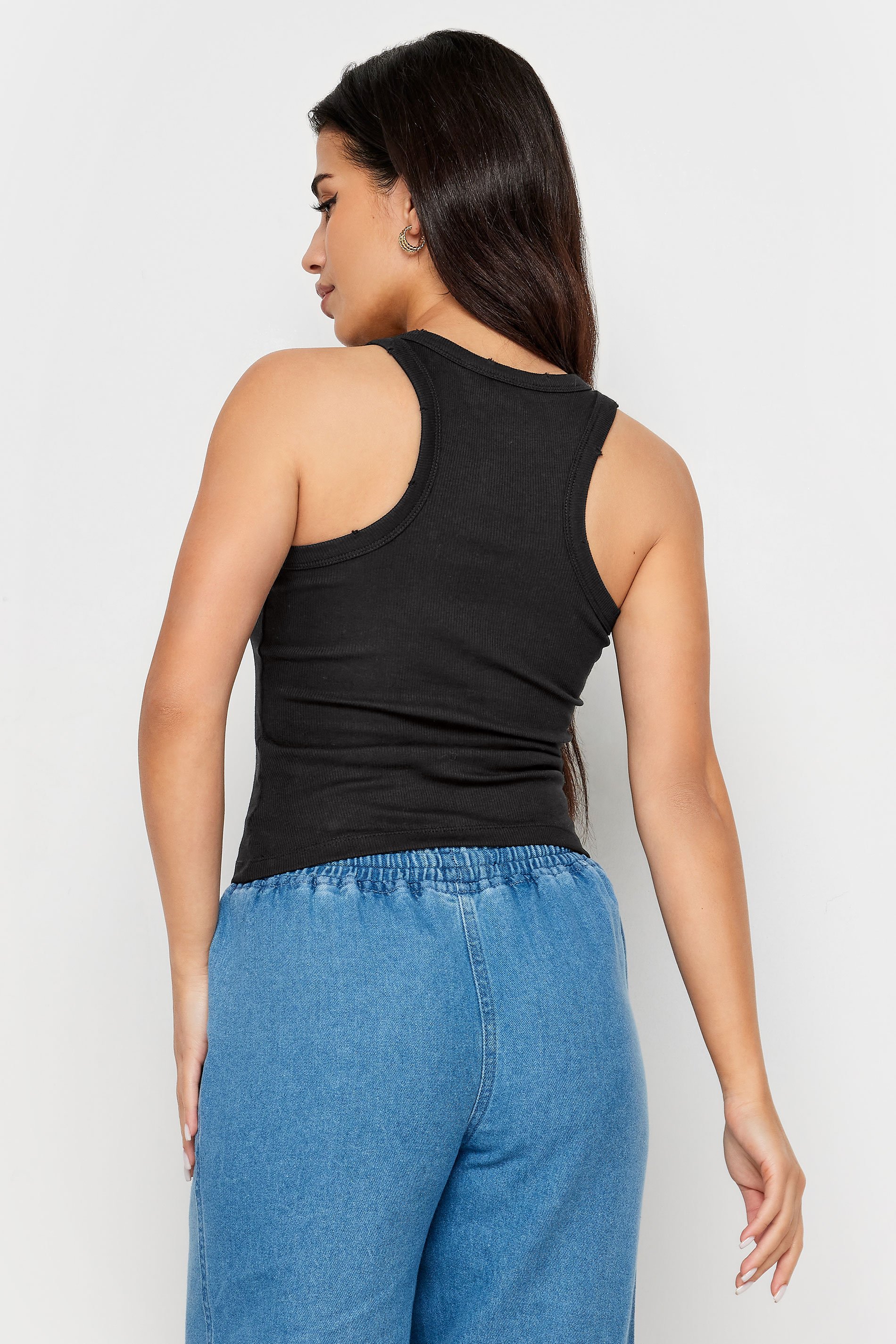 PixieGirl Petite Womens Black Distressed Racer Neck Vest Top | PixieGirl 5