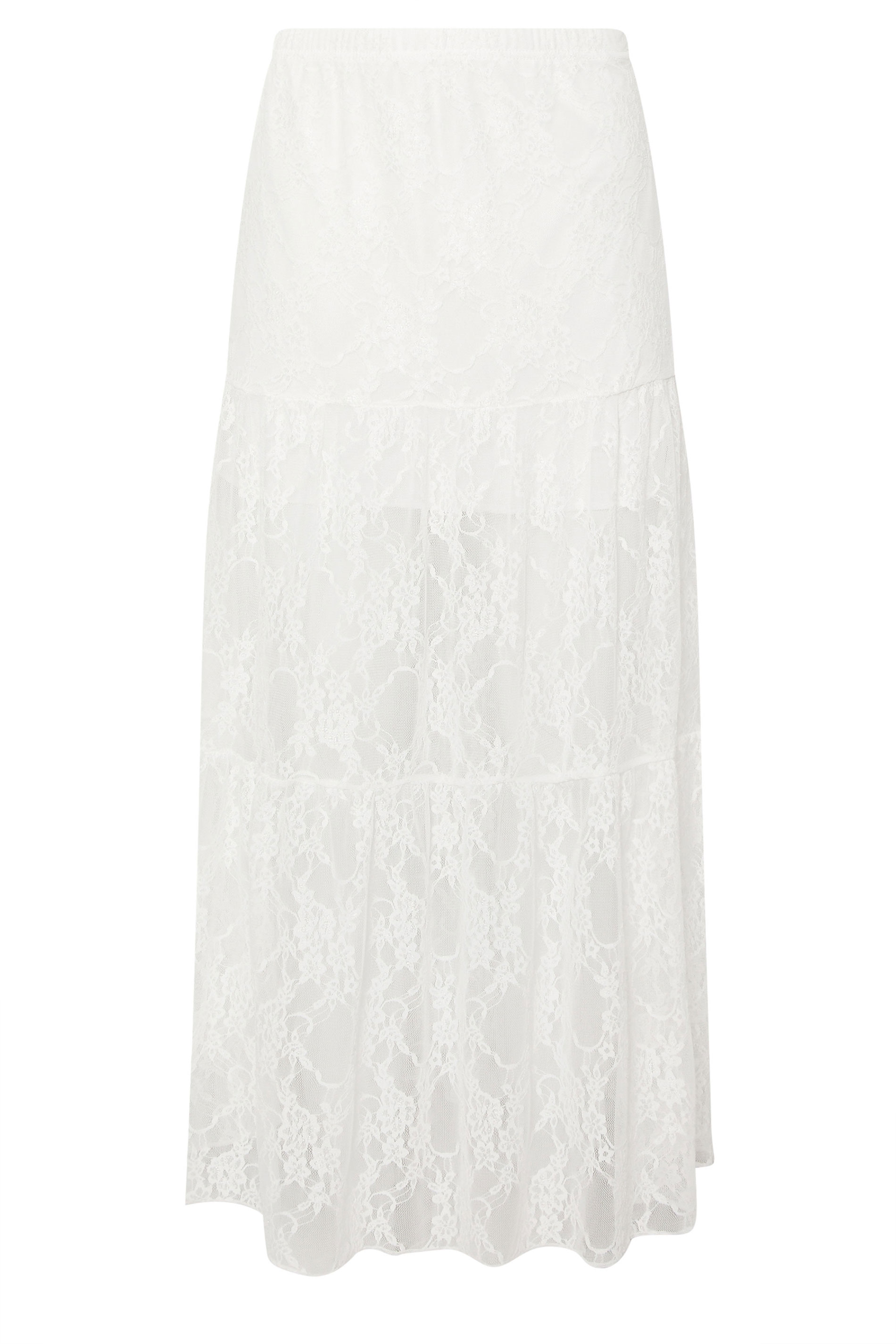 PixieGirl Petite Women's White Lace Lined Maxi Skirt | PixieGirl 6