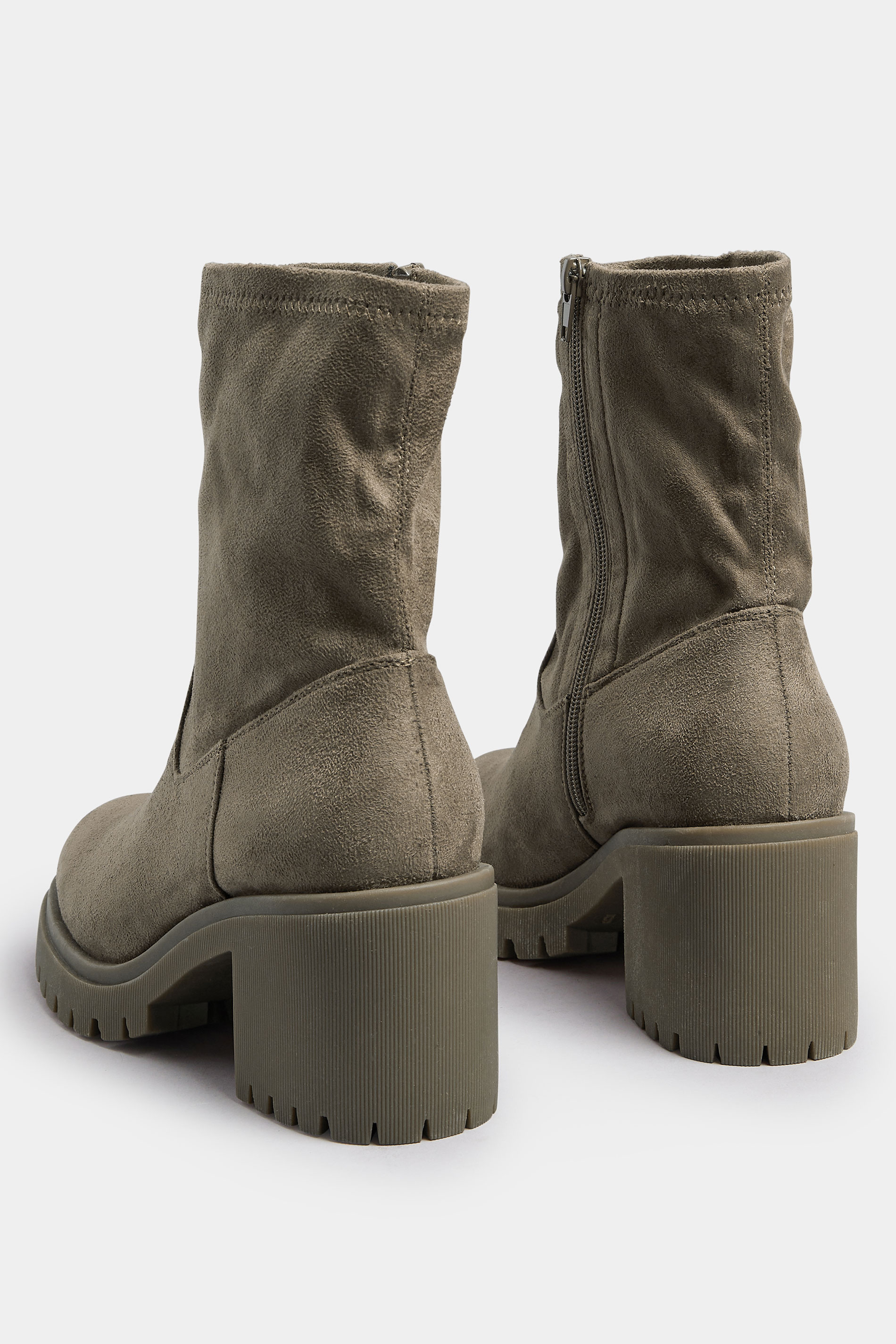 Mocha Brown Faux Suede Stretch Sock Boots In Extra Wide EEE Fit | Yours Clothing 5