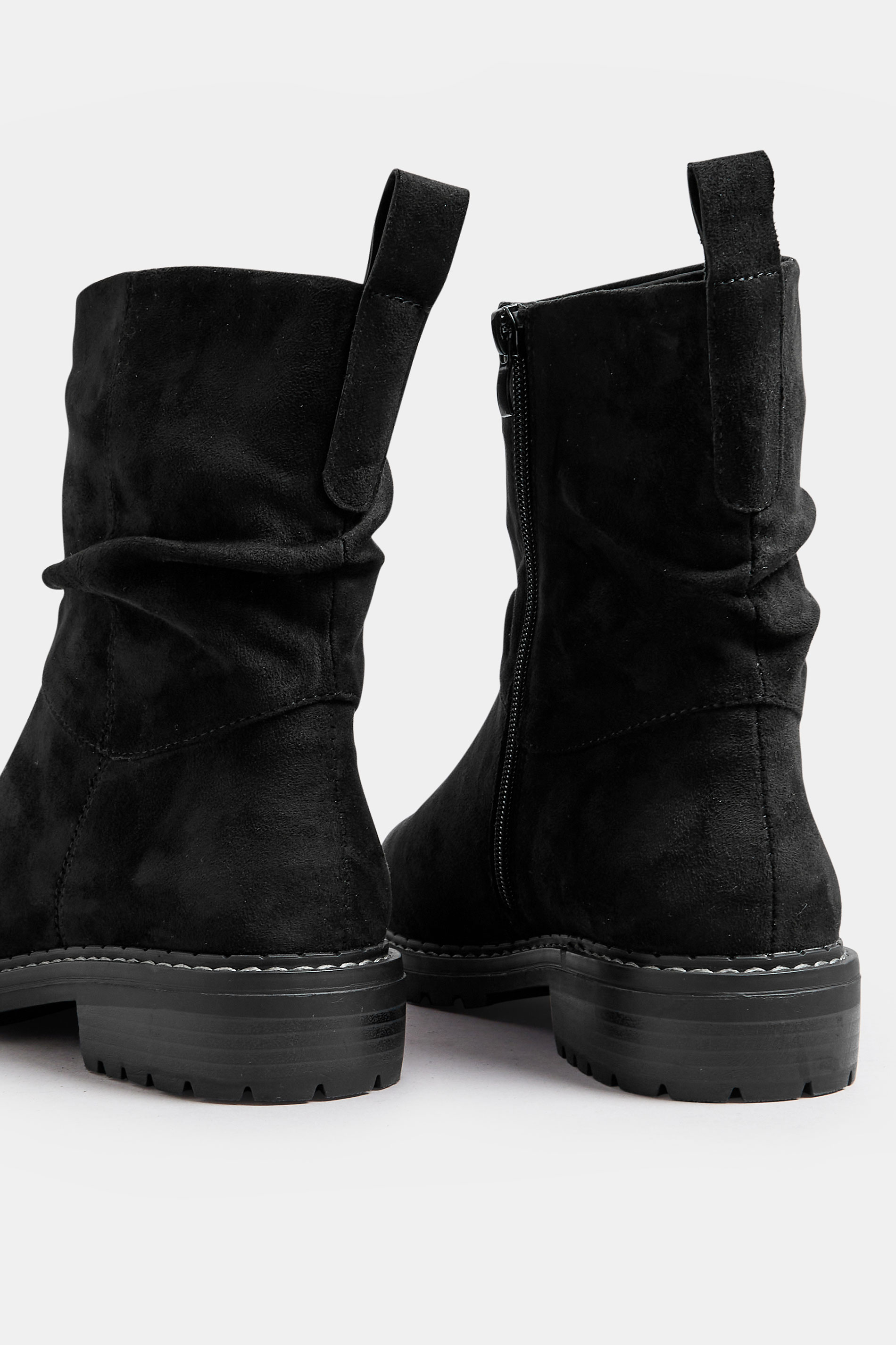 Black Faux Suede Slouch Boots In Extra Wide EEE Fit | Yours Clothing  4