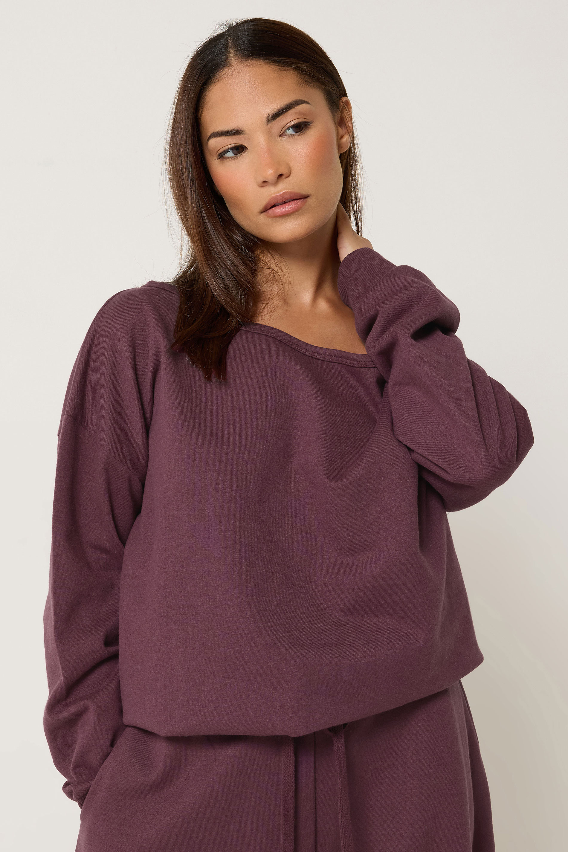 Pixiegirl Women's Purple Petite Plum Off Shoulder Sweatshirt Size 8