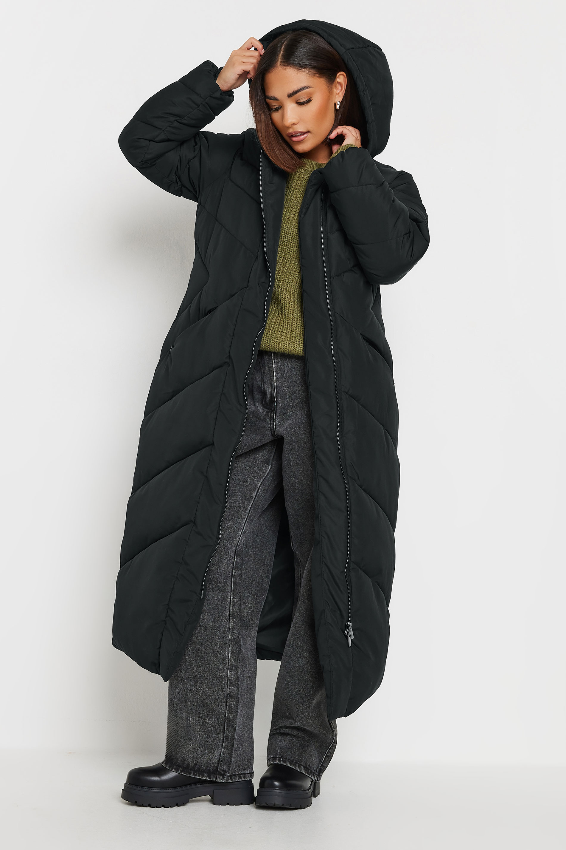 PixieGirl Petite Women's Black Padded Maxi Puffer Coat | PixieGirl 1