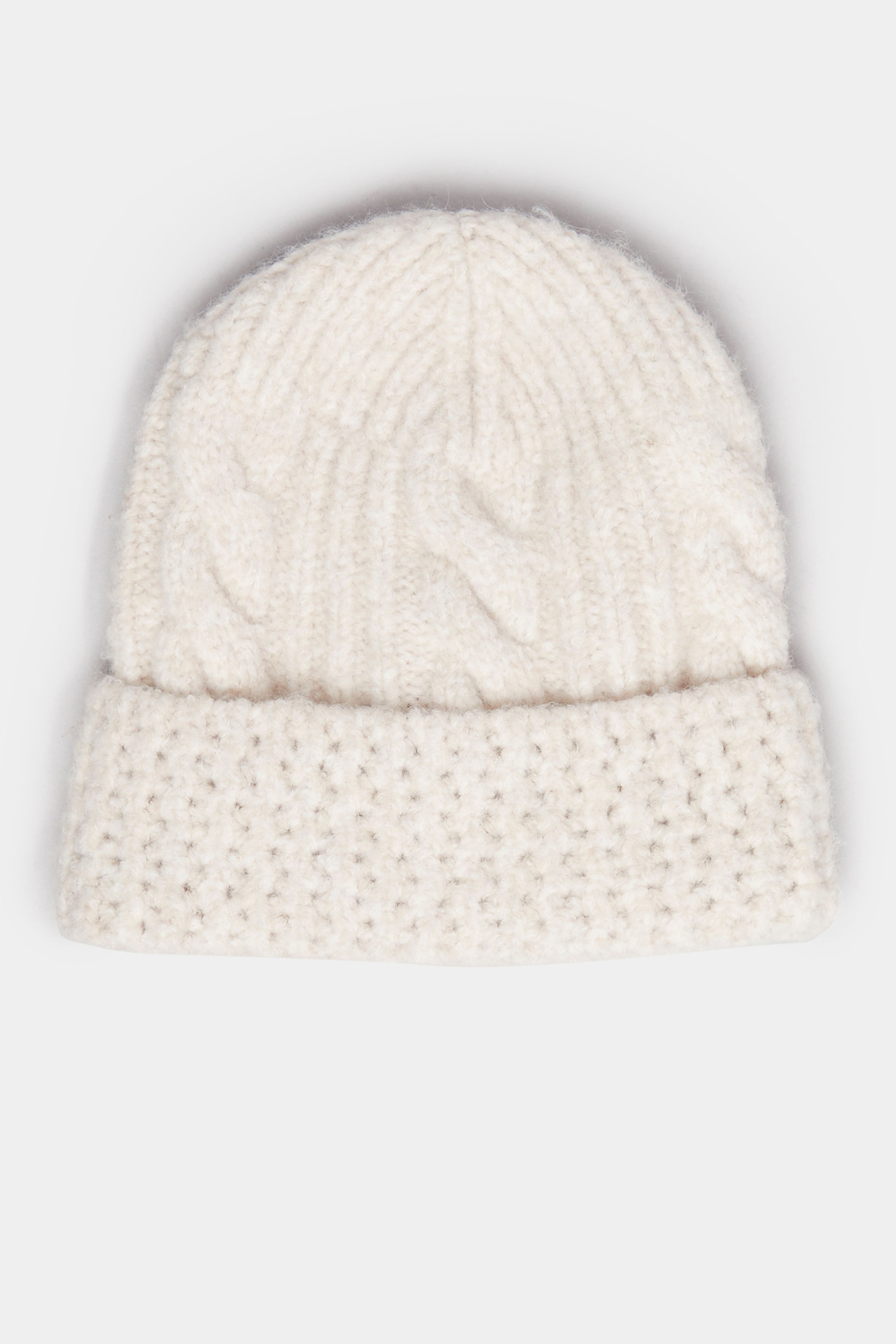 Natural Brown Cable Knit Beanie Hat | Yours Clothing 2