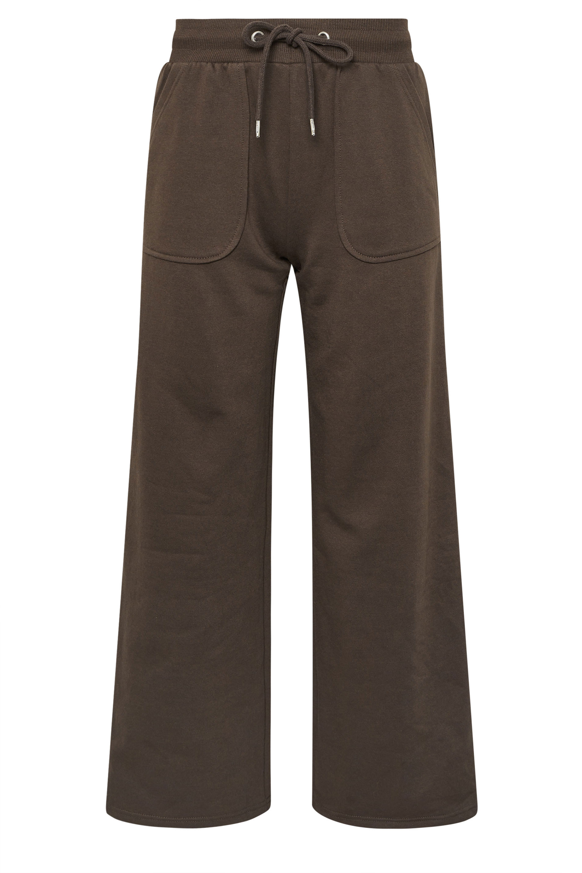 PixieGirl Petite Women's Chocolate Brown Pocket Patch Wide Leg Joggers | PixieGirl 6