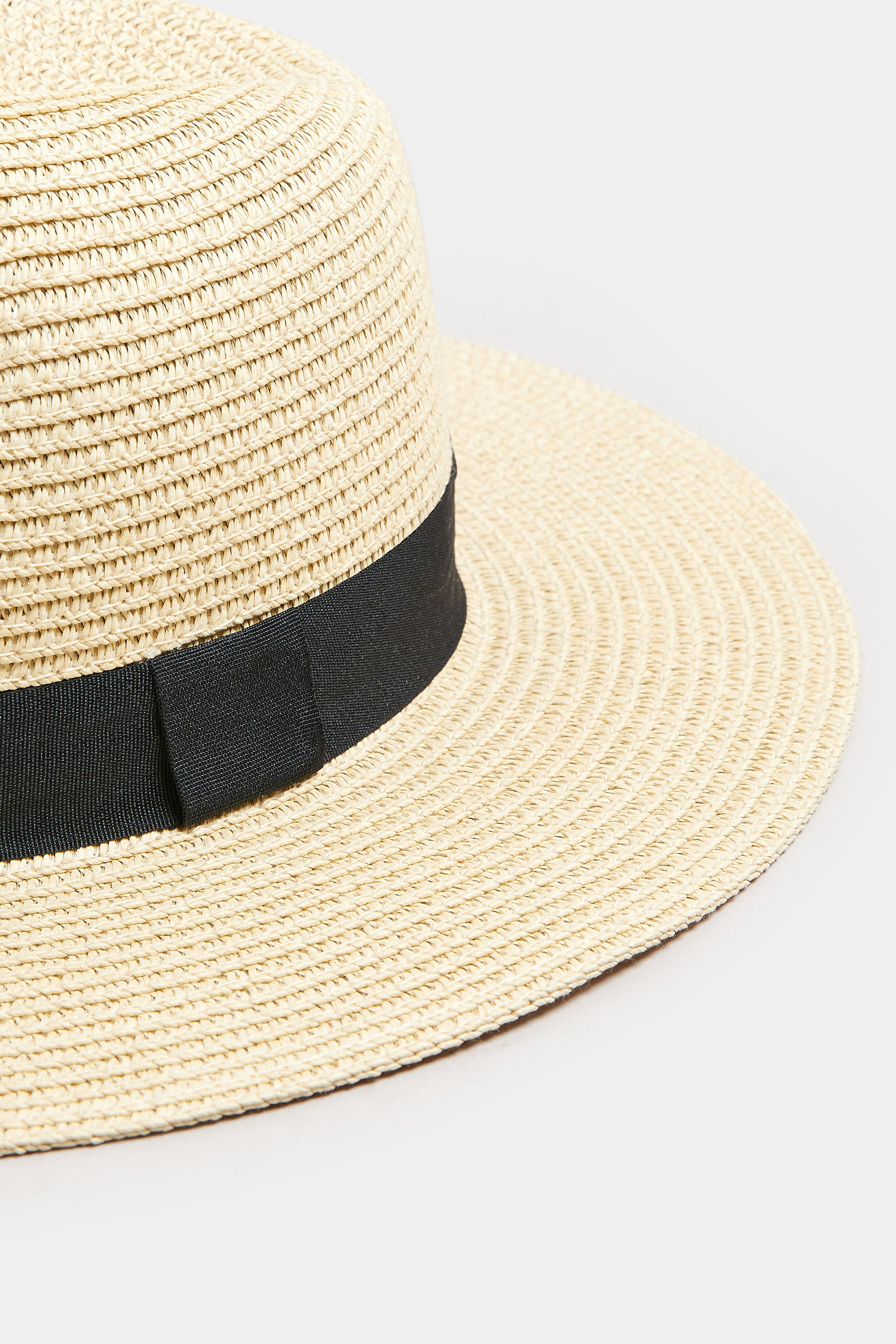 Natural Brown Straw Trim Fedora Hat | Yours Clothing 3