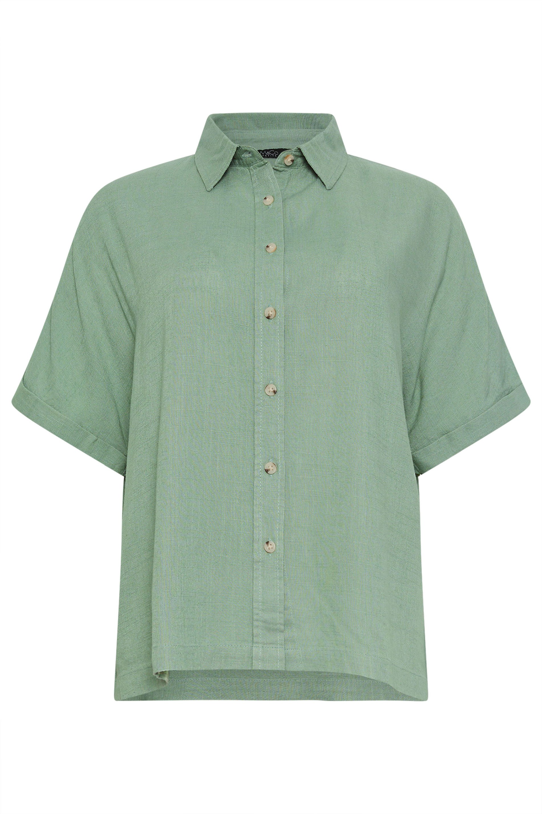 M&Co Petite Green Short Sleeve Linen Shirt | M&Co 5