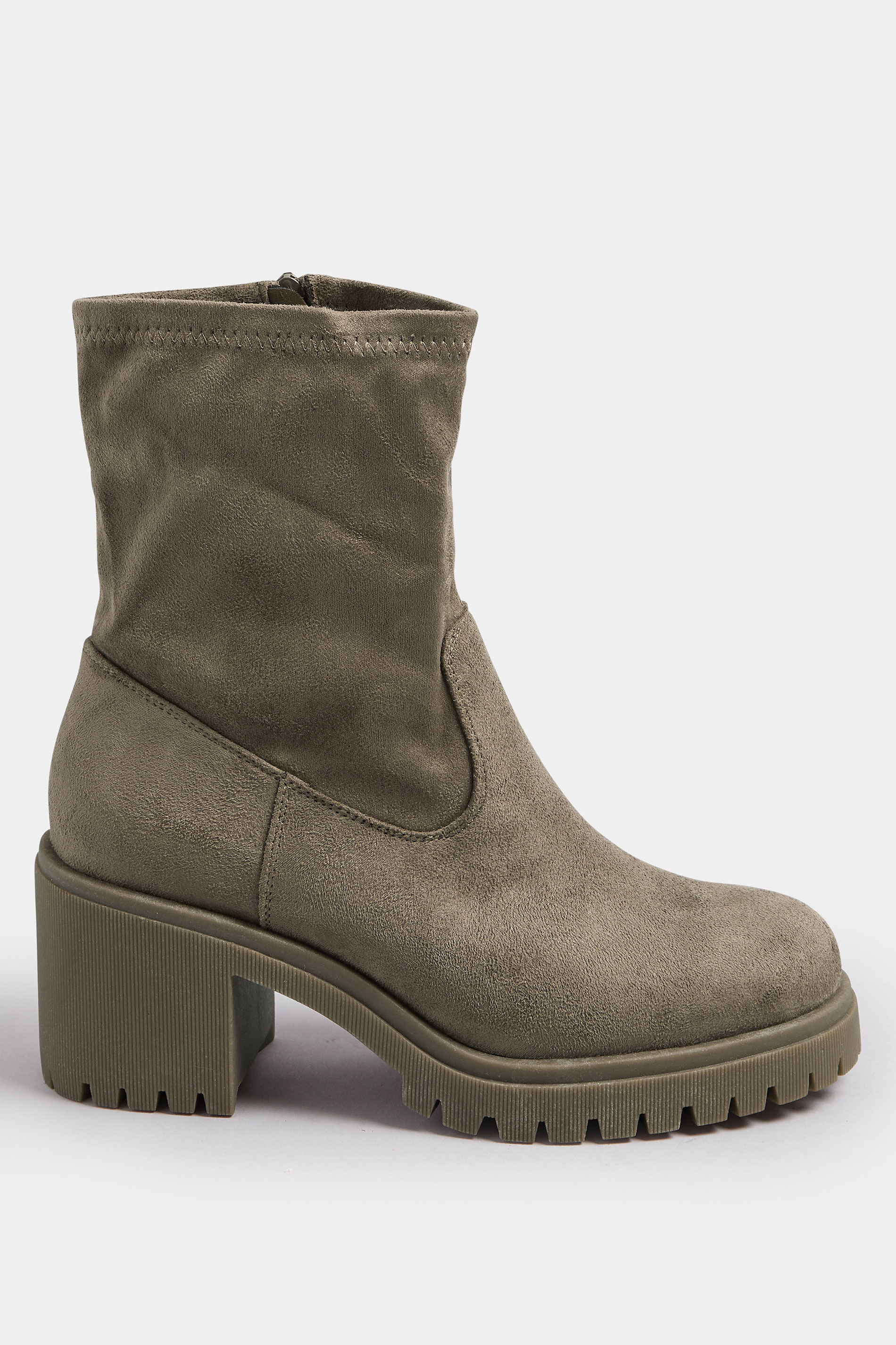 Mocha Brown Faux Suede Stretch Sock Boots In Extra Wide EEE Fit | Yours Clothing 4