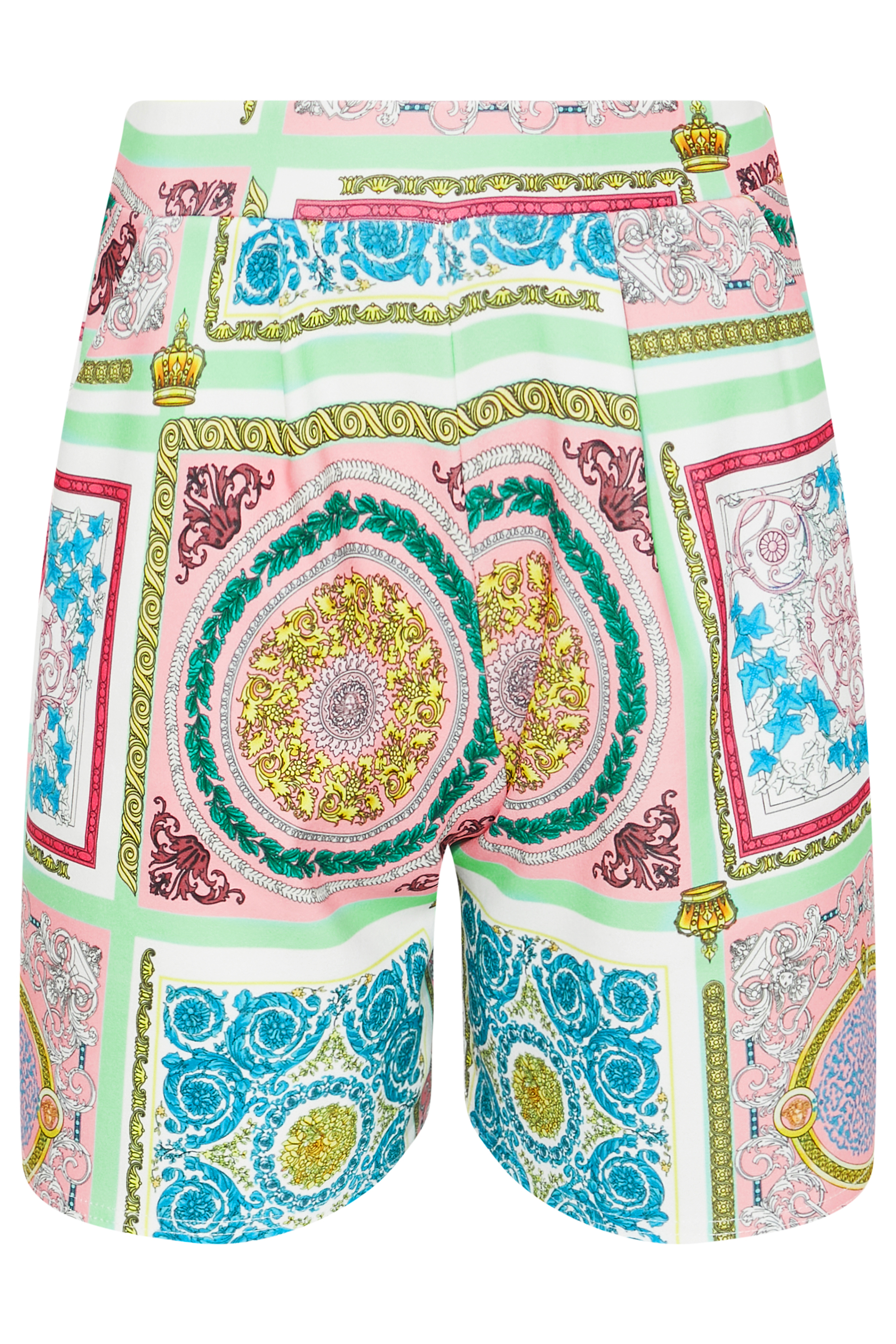 Petite Mint Green Scarf Print Scuba Shorts | PixieGirl  5