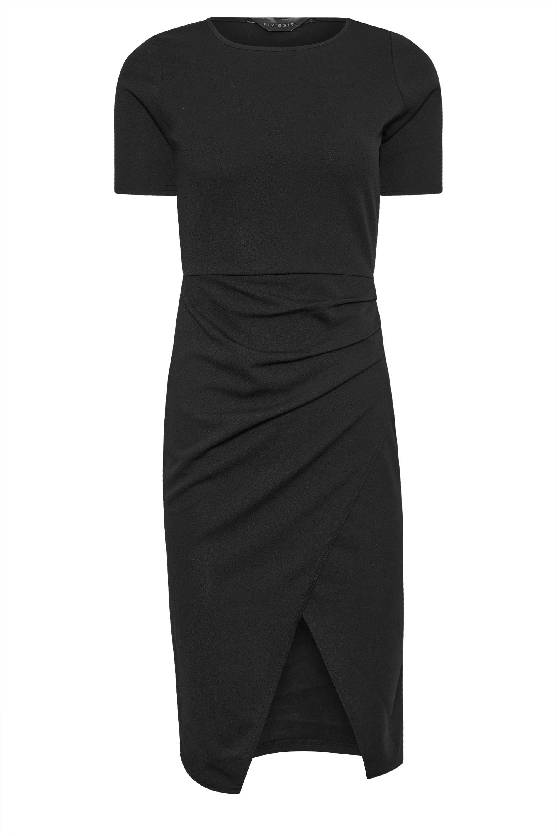 PixieGirl Petite Black Scuba Midi Dress | PixieGirl  5