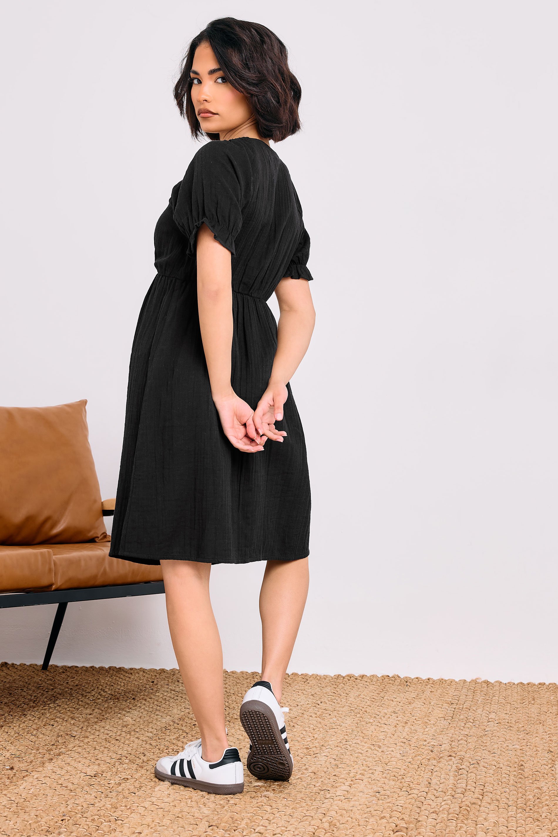 PixieGirl Petite Women's Black Tie Front Mini Dress | PixieGirl 4