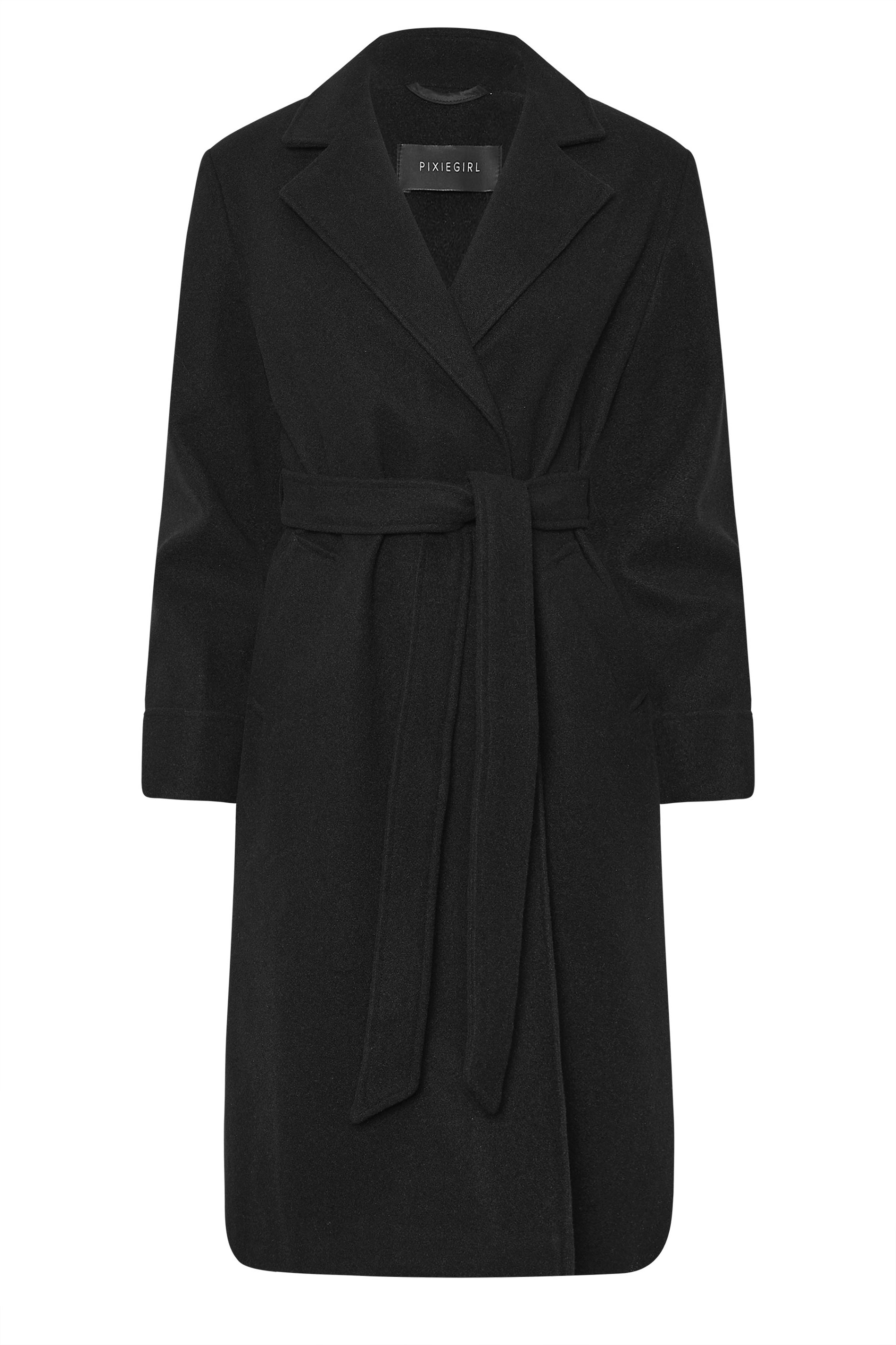 PixieGirl Petite Women's Black Wrap Belt Coat | PixieGirl 6